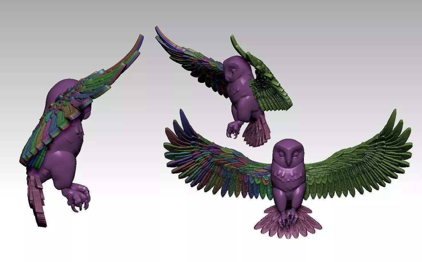 owl and wing 3D print model_0