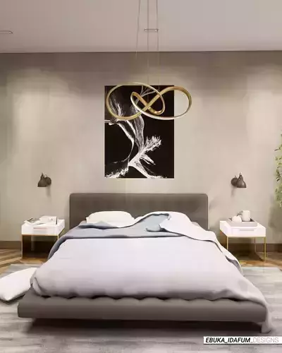 Minimal Bedroom Low-poly 3D model