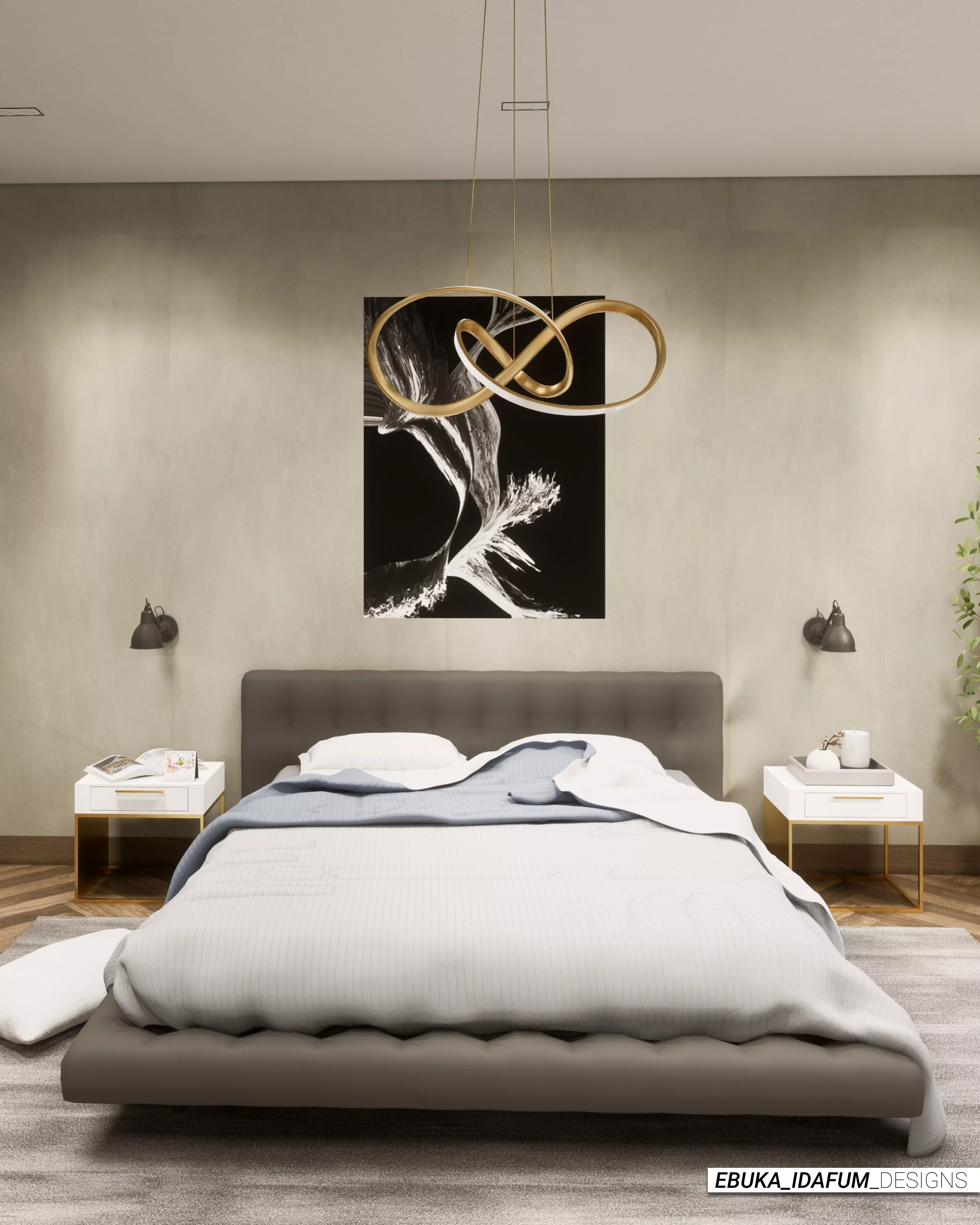 Minimal Bedroom Low-poly 3D model_0