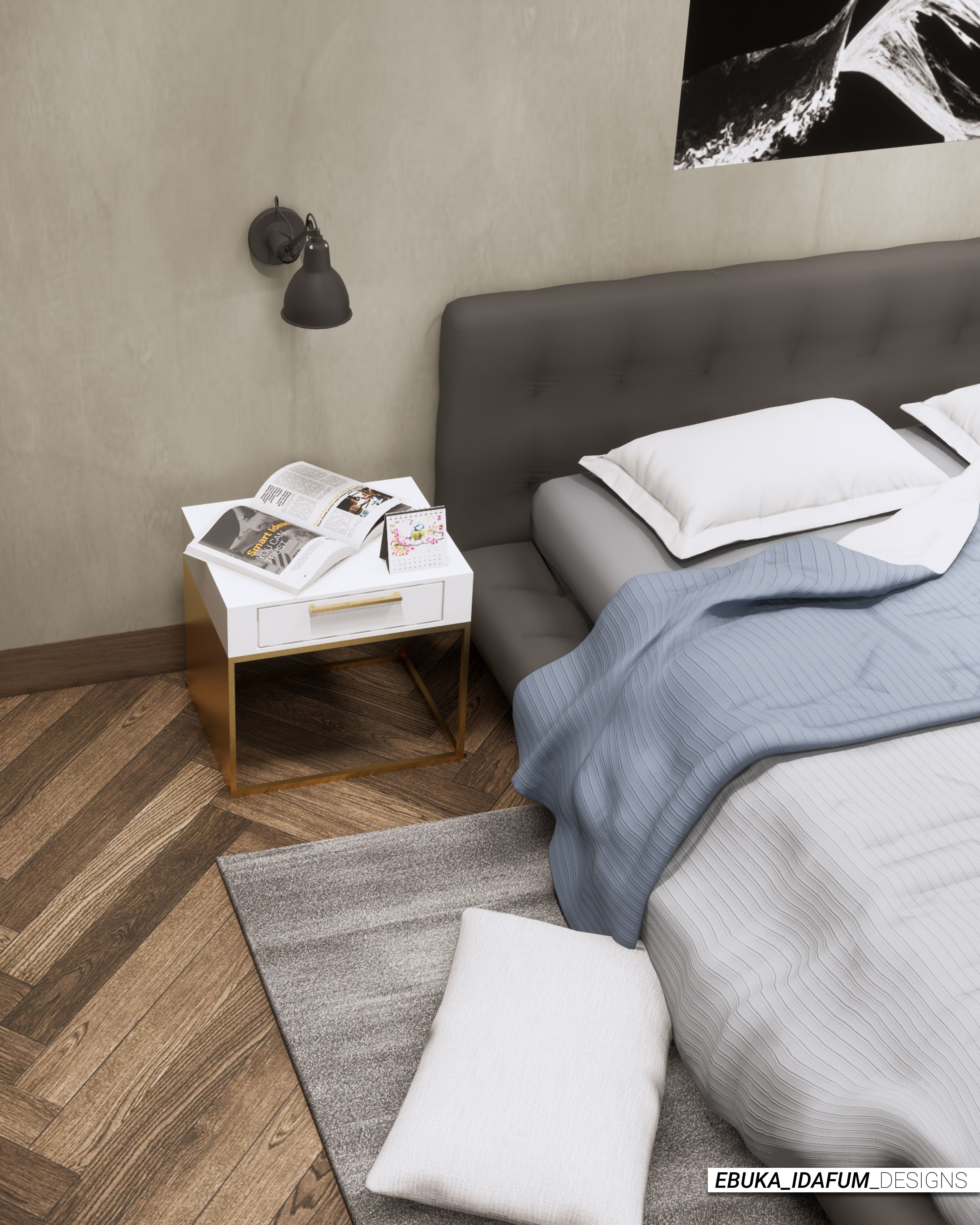 Minimal Bedroom Low-poly 3D model_4