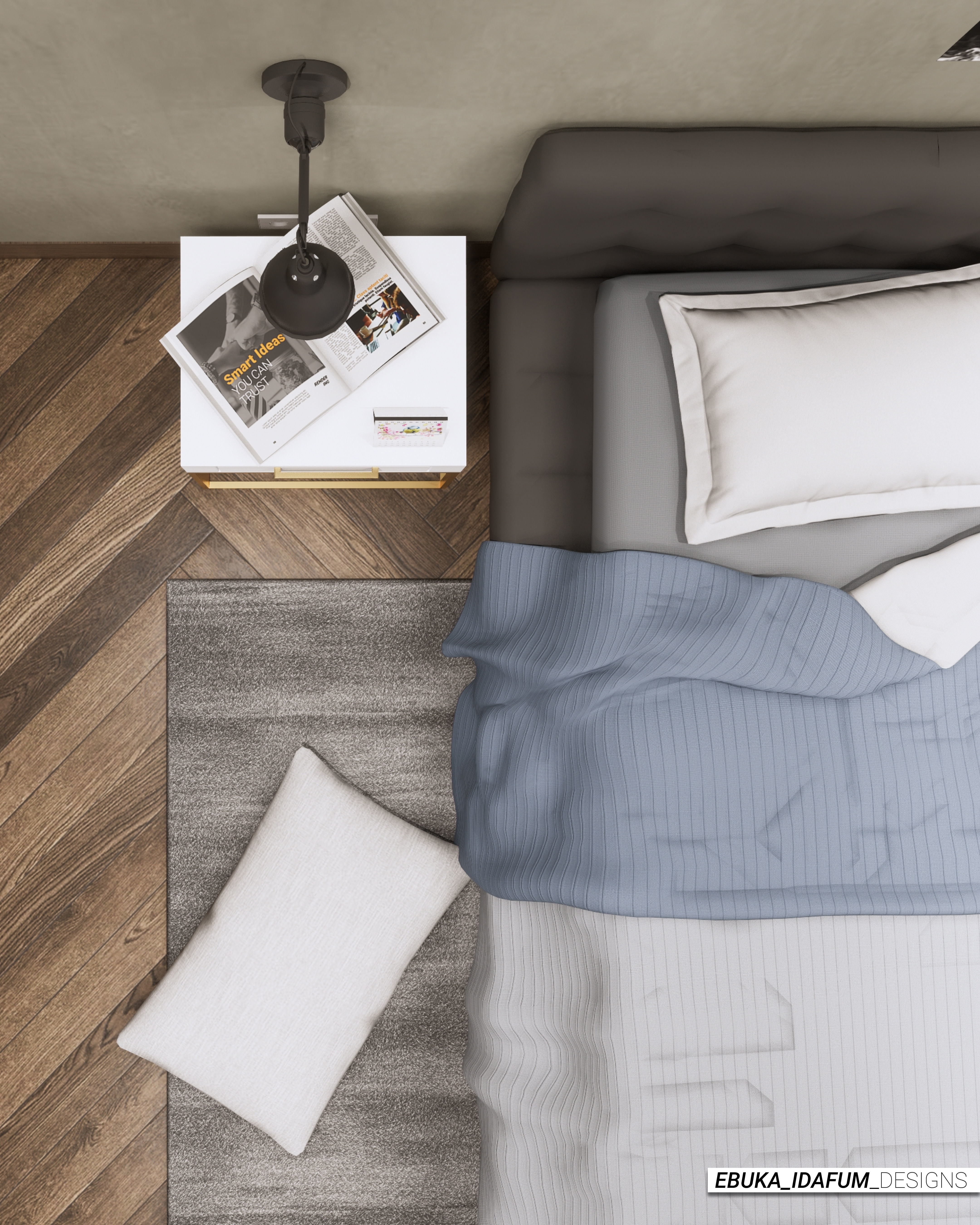 Minimal Bedroom Low-poly 3D model_6