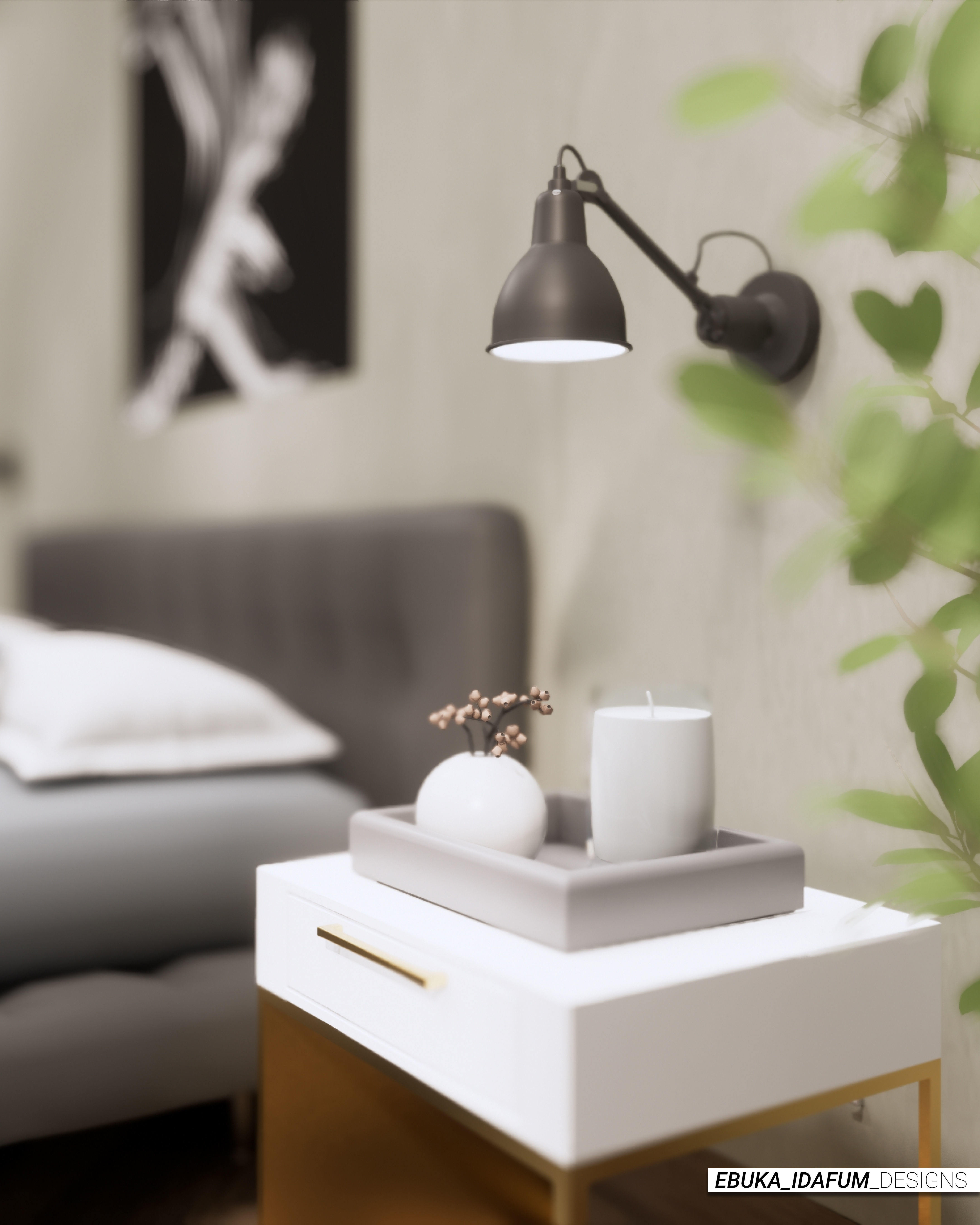 Minimal Bedroom Low-poly 3D model_2