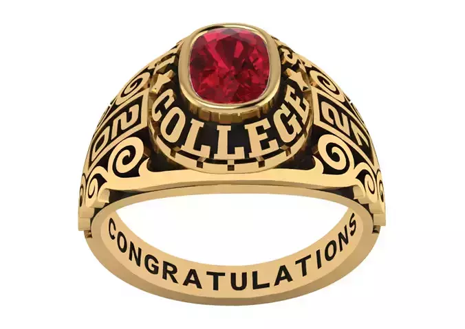 Personalized Class Ring 12 - Cushion Marqui Gem
