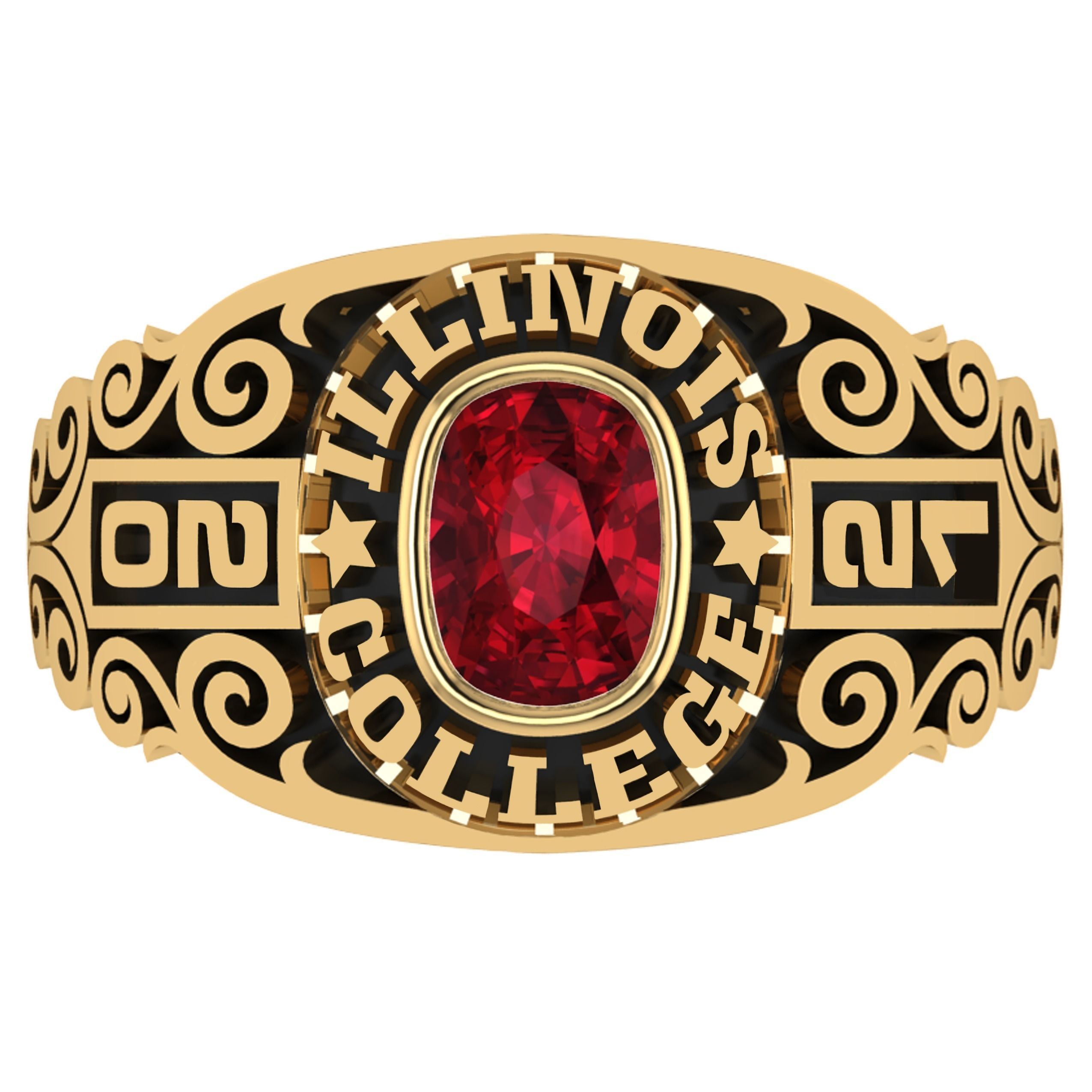 Personalized Class Ring 12 - Cushion Marqui Gem 3D print model_1