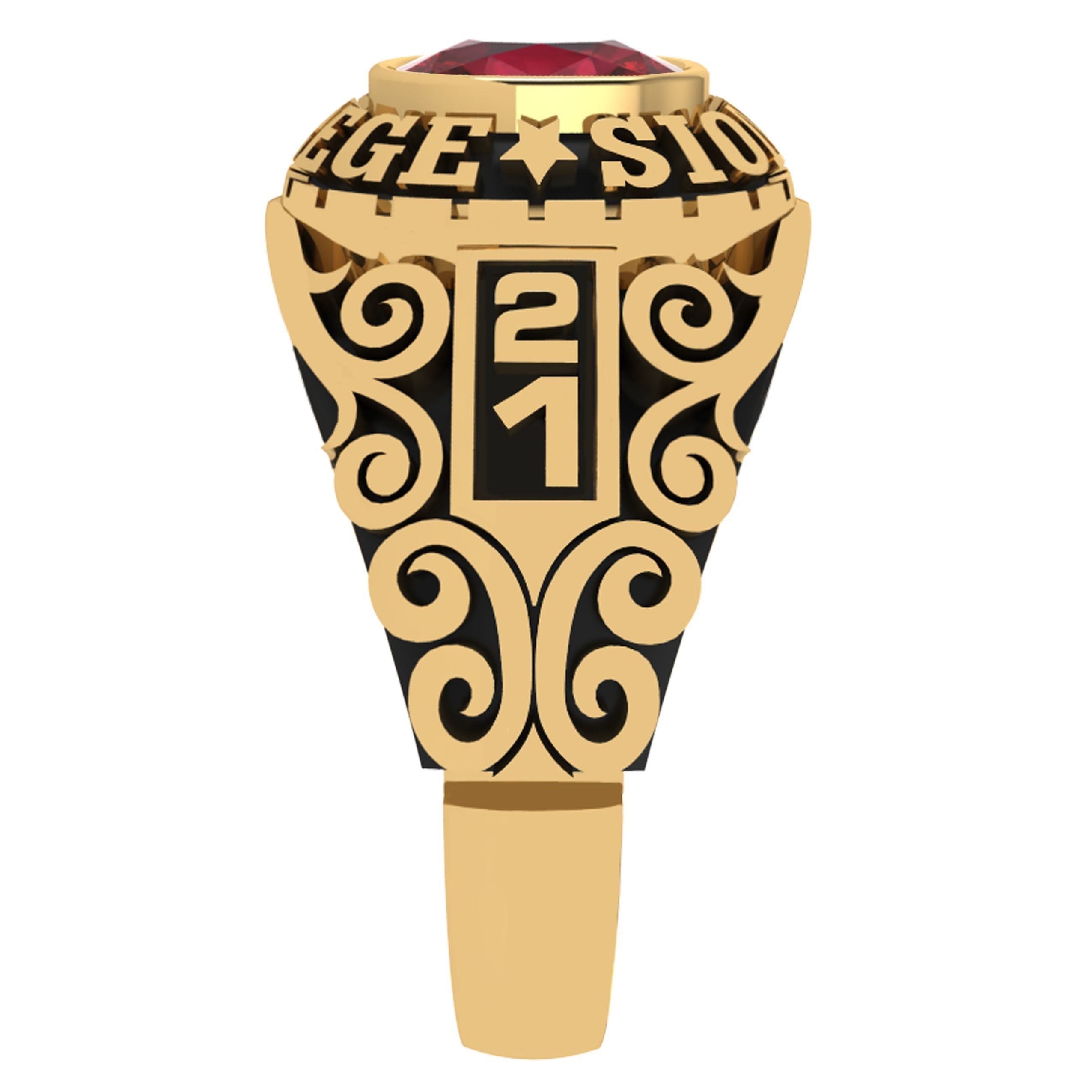 Personalized Class Ring 12 - Cushion Marqui Gem 3D print model_3