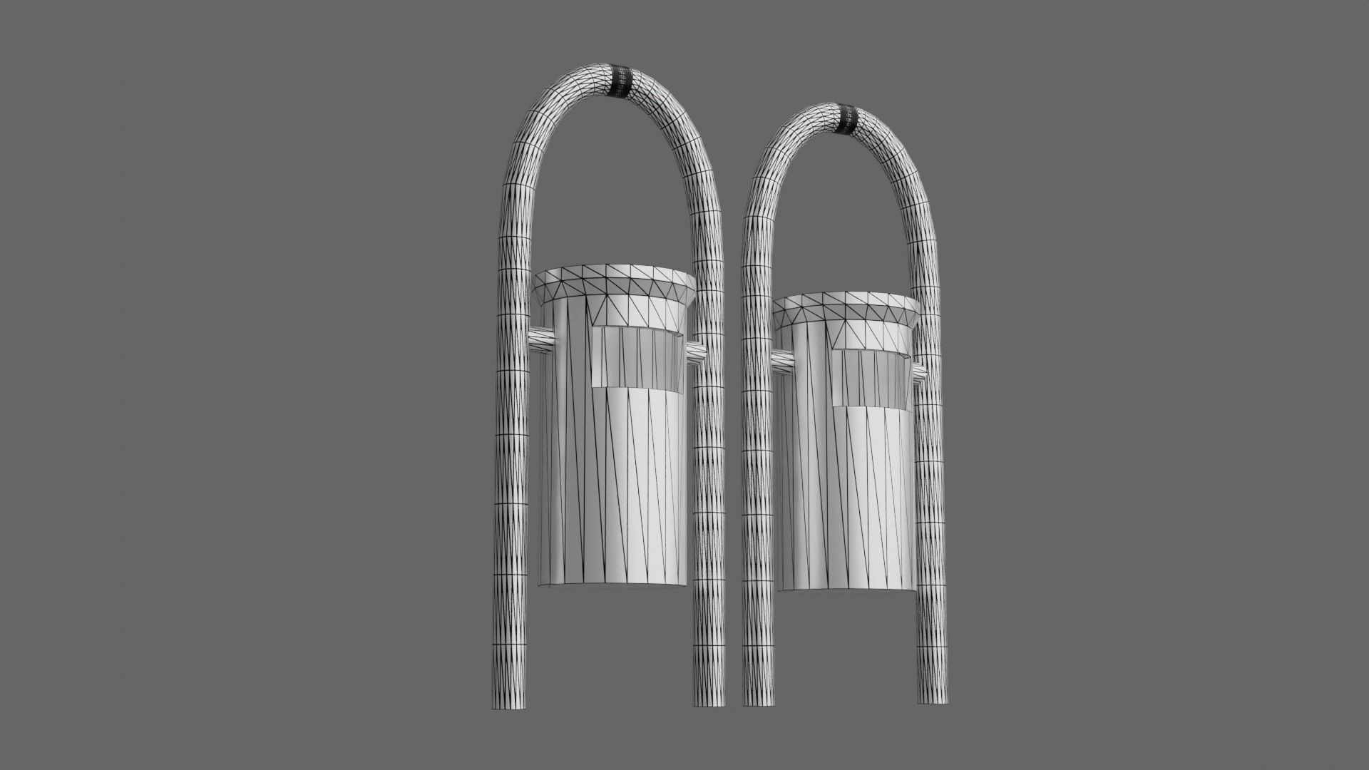 Trashbin pair of vending machines Low-poly 3D model_4