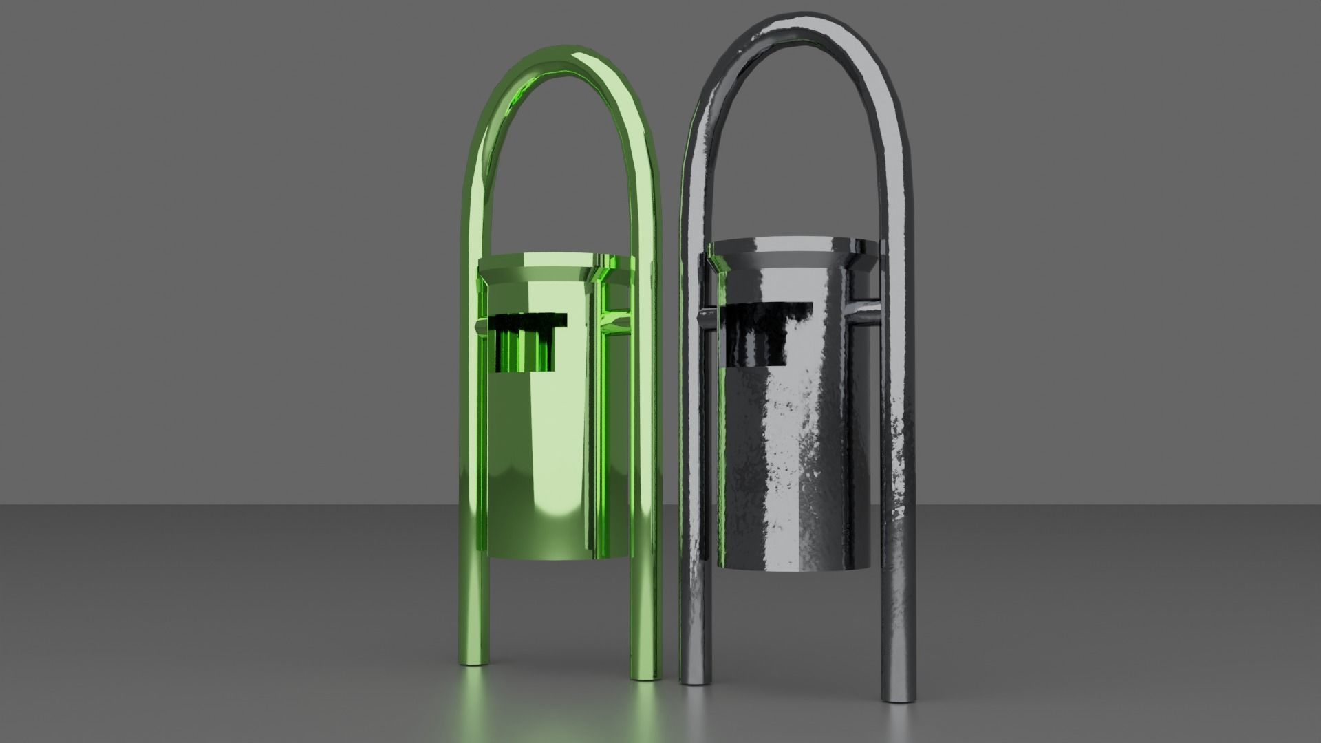 Trashbin pair of vending machines Low-poly 3D model_1