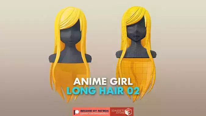 Character - Anime Girl Long Hair 02