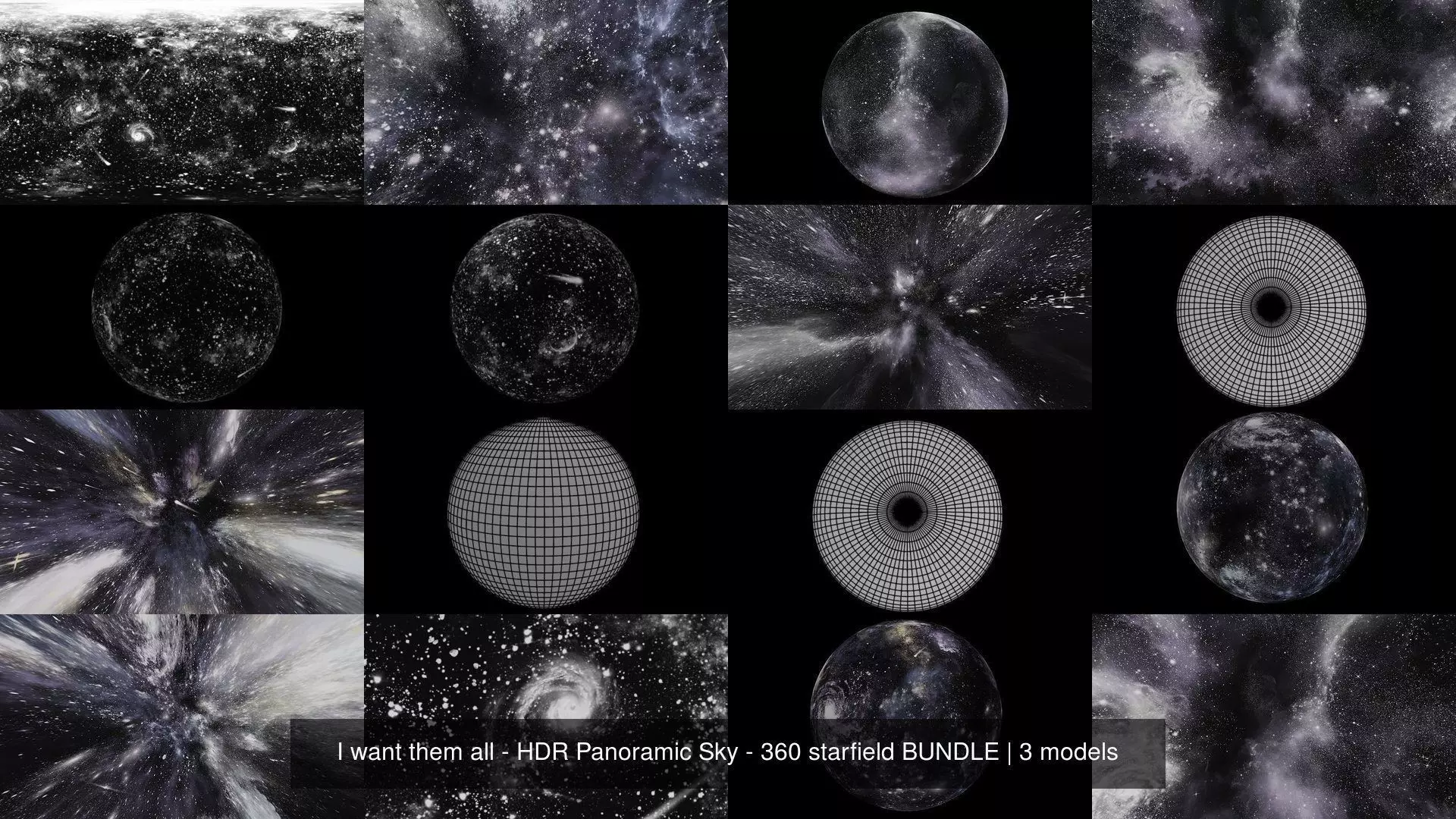 triple HDRI Panoramic Sky - 360 starfield BUNDLE 3D Model Collection_1
