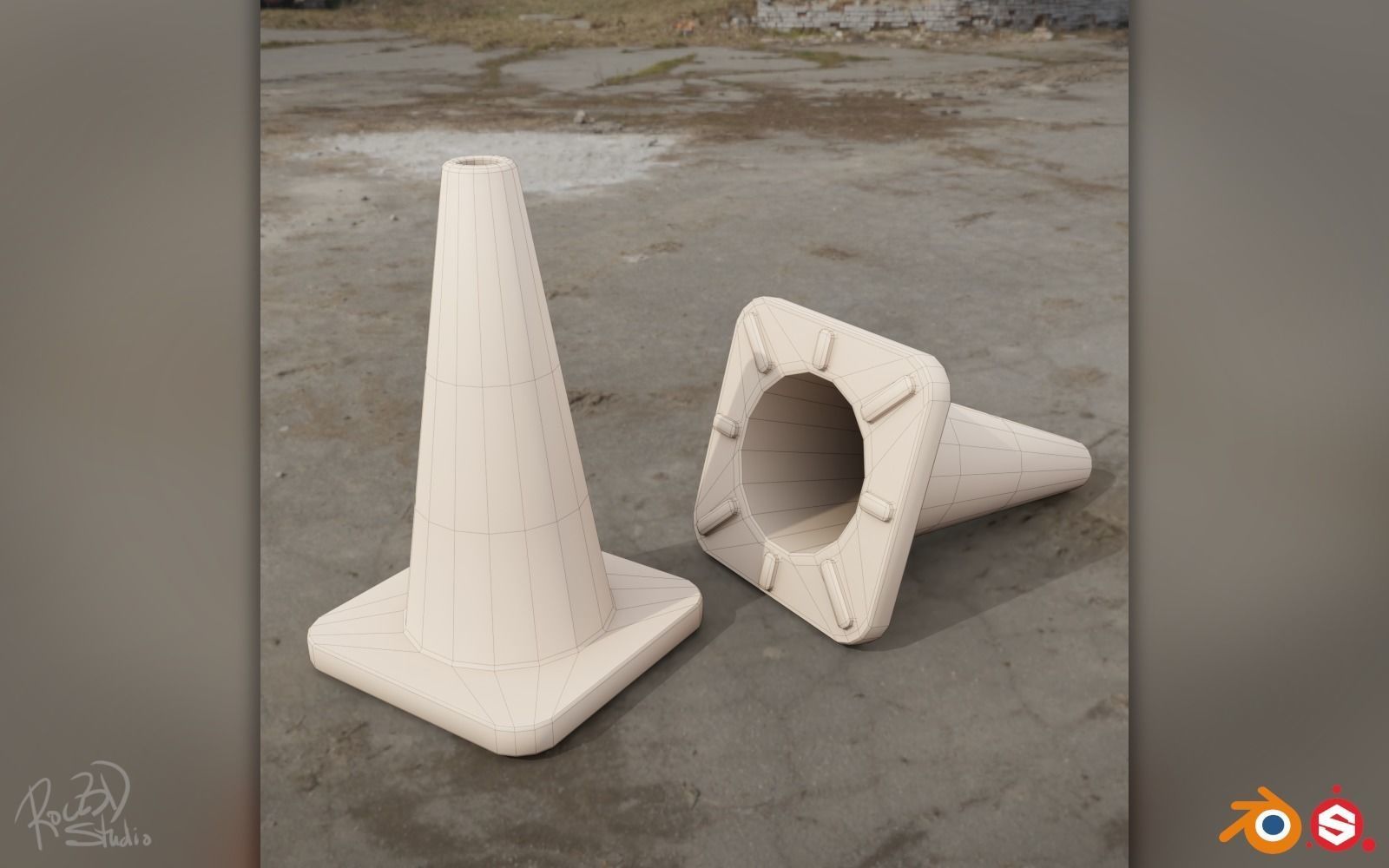 Road Cones and Pylons Pack 3D model_3