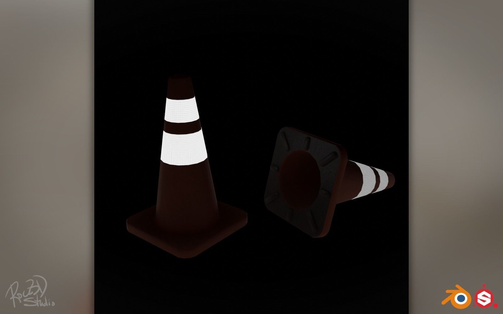 Road Cones and Pylons Pack 3D model_5