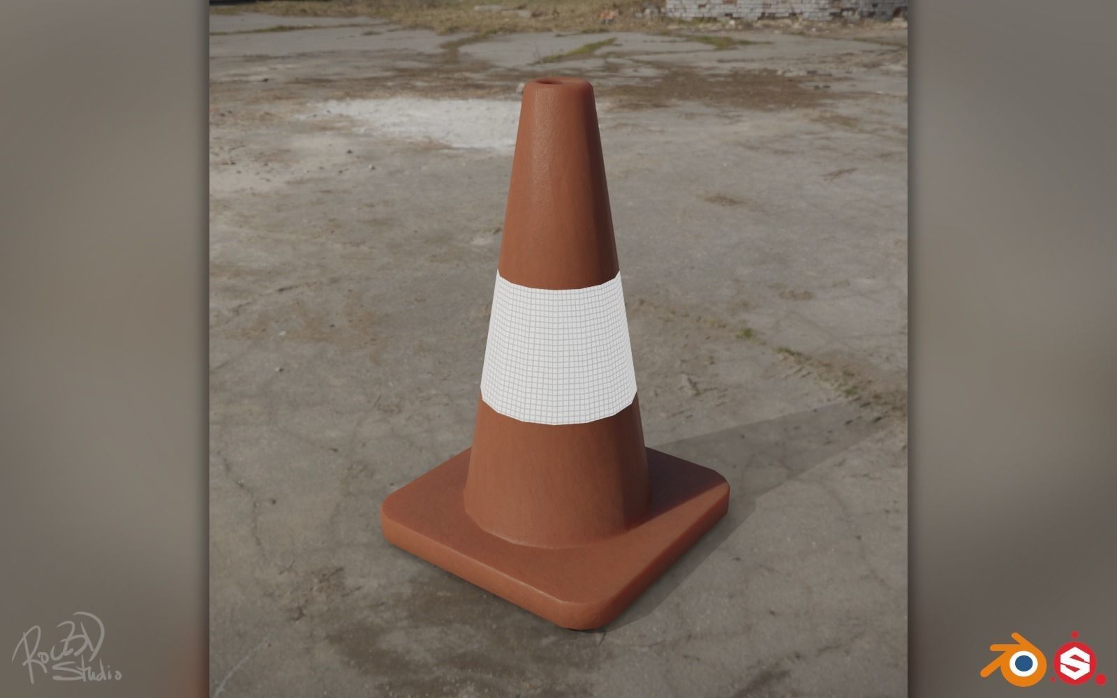 Road Cones and Pylons Pack 3D model_1