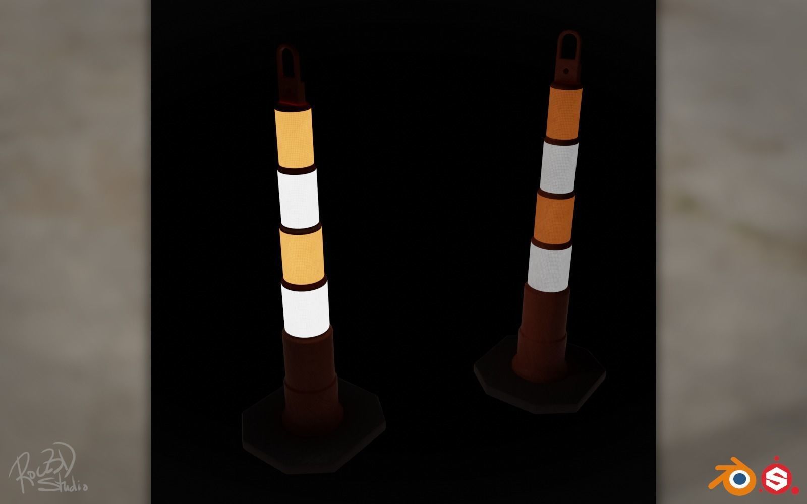 Road Cones and Pylons Pack 3D model_10