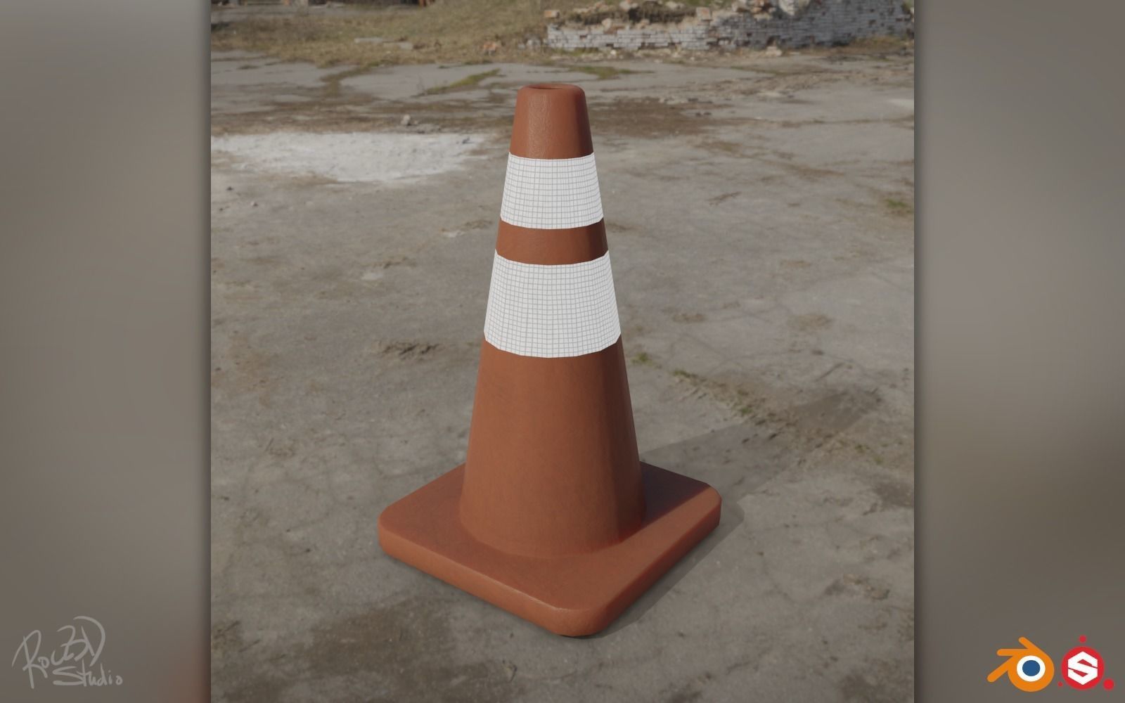 Road Cones and Pylons Pack 3D model_4