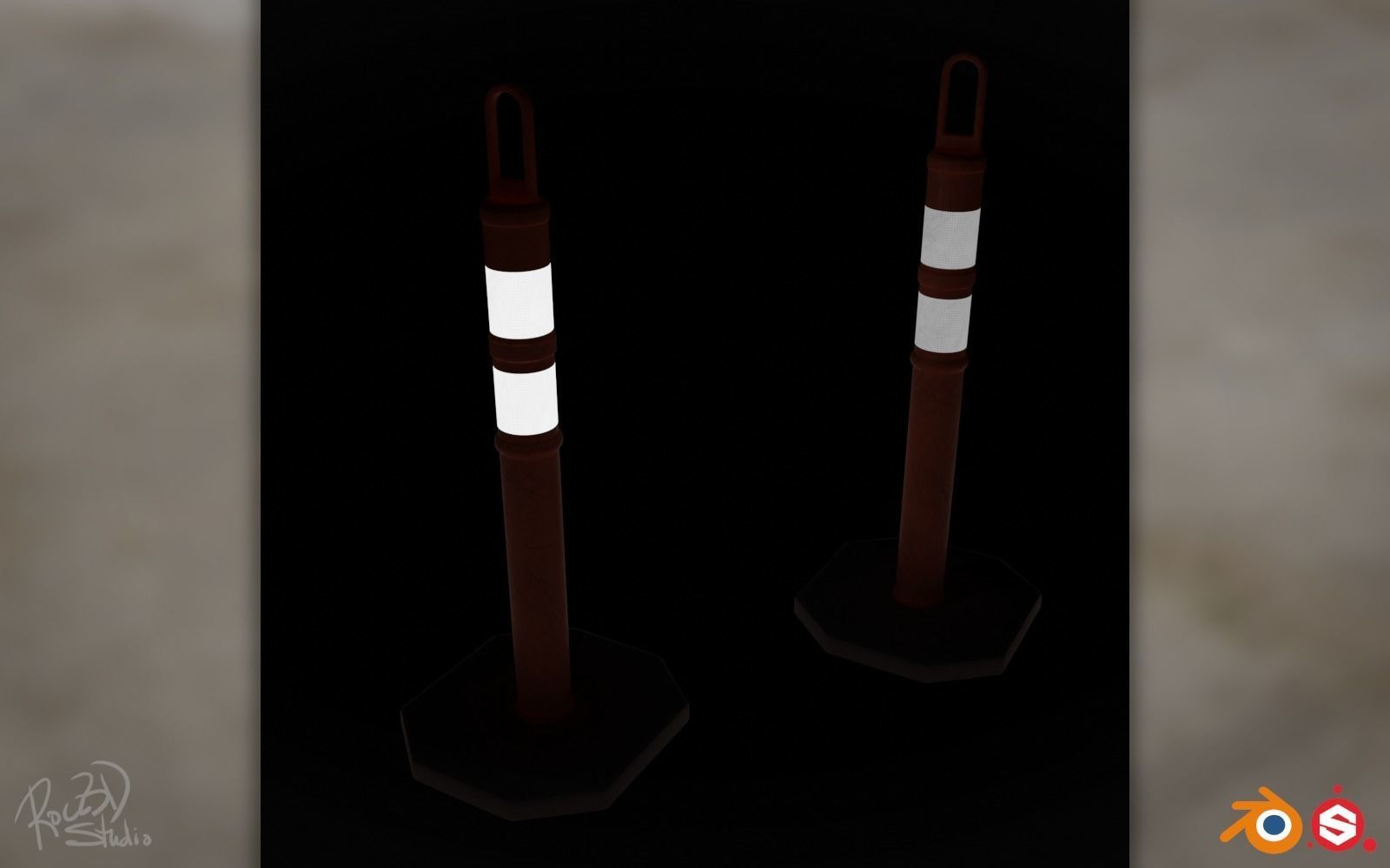 Road Cones and Pylons Pack 3D model_15