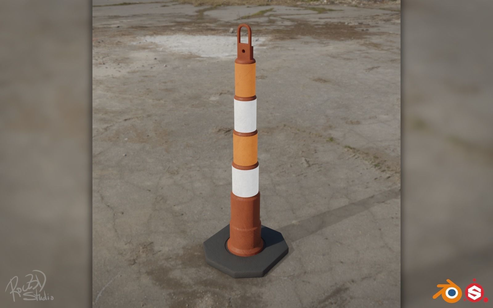 Road Cones and Pylons Pack 3D model_12