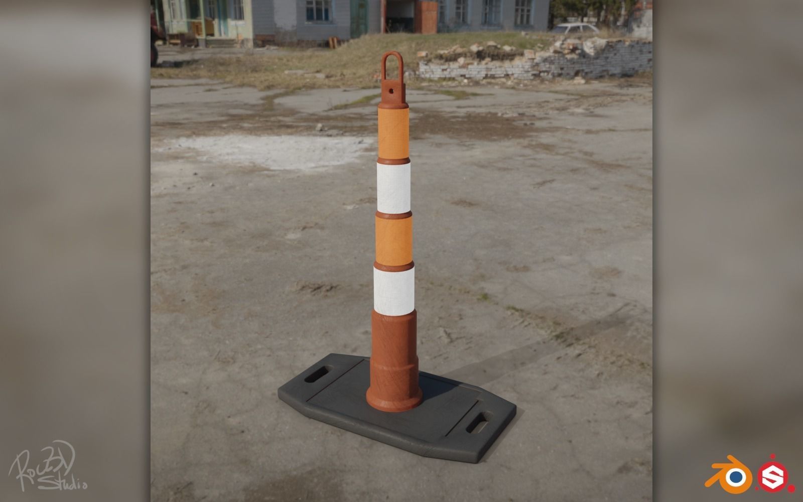 Road Cones and Pylons Pack 3D model_8