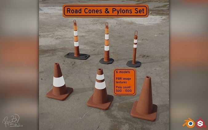Road Cones and Pylons Pack 3D model