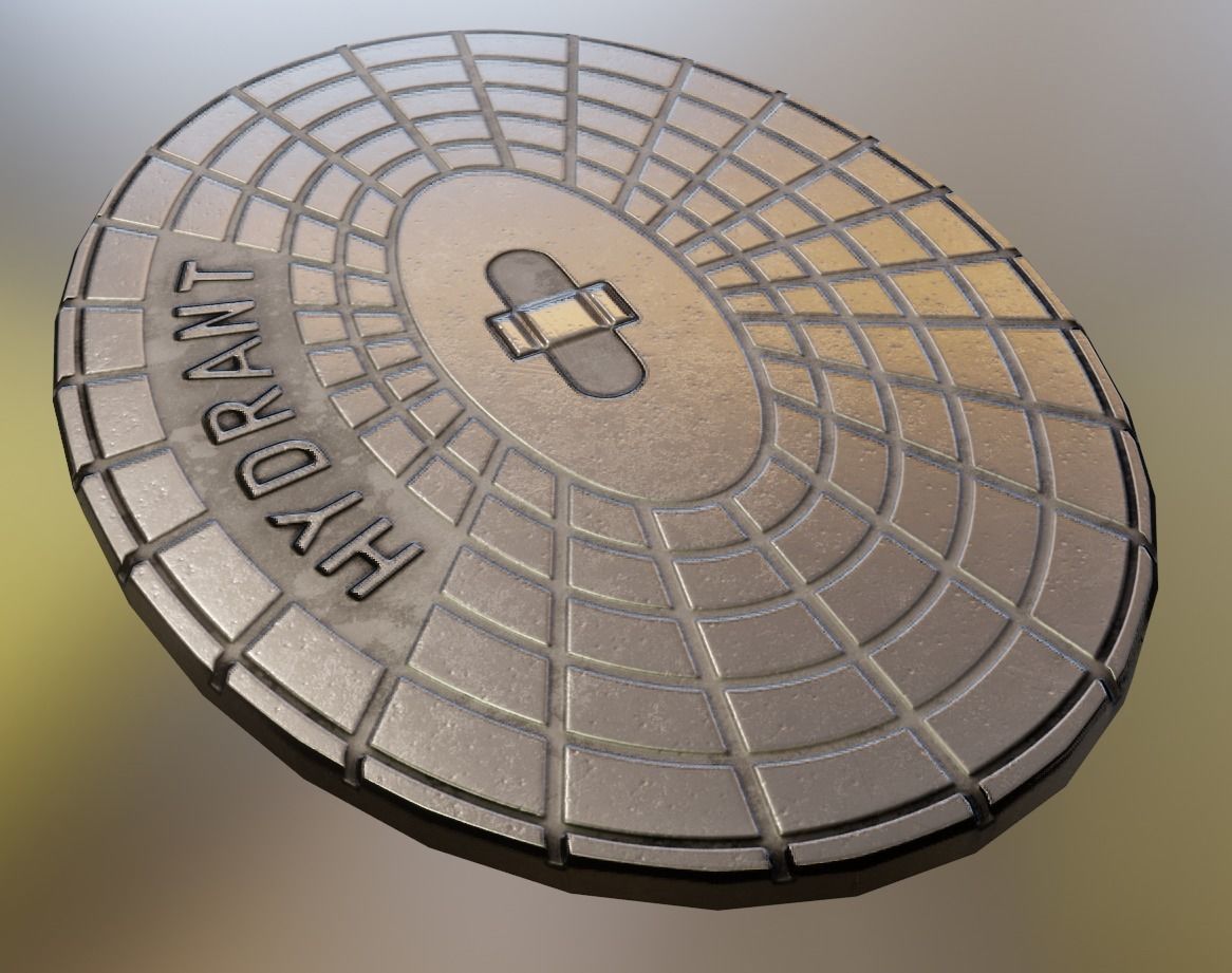 Sewer Cover 2 Hydranten Low-Poly Low-poly 3D model_1
