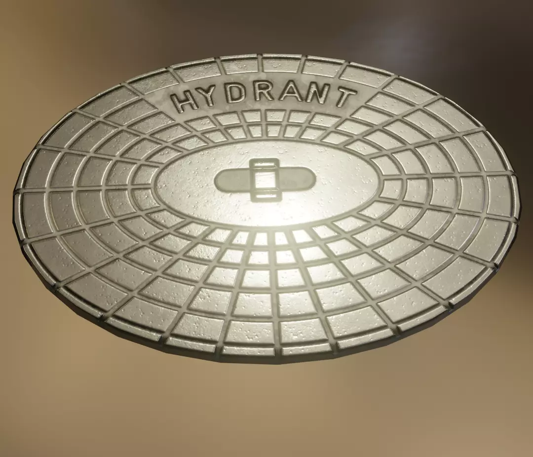Sewer Cover 2 Hydranten Low-Poly Low-poly 3D model_0