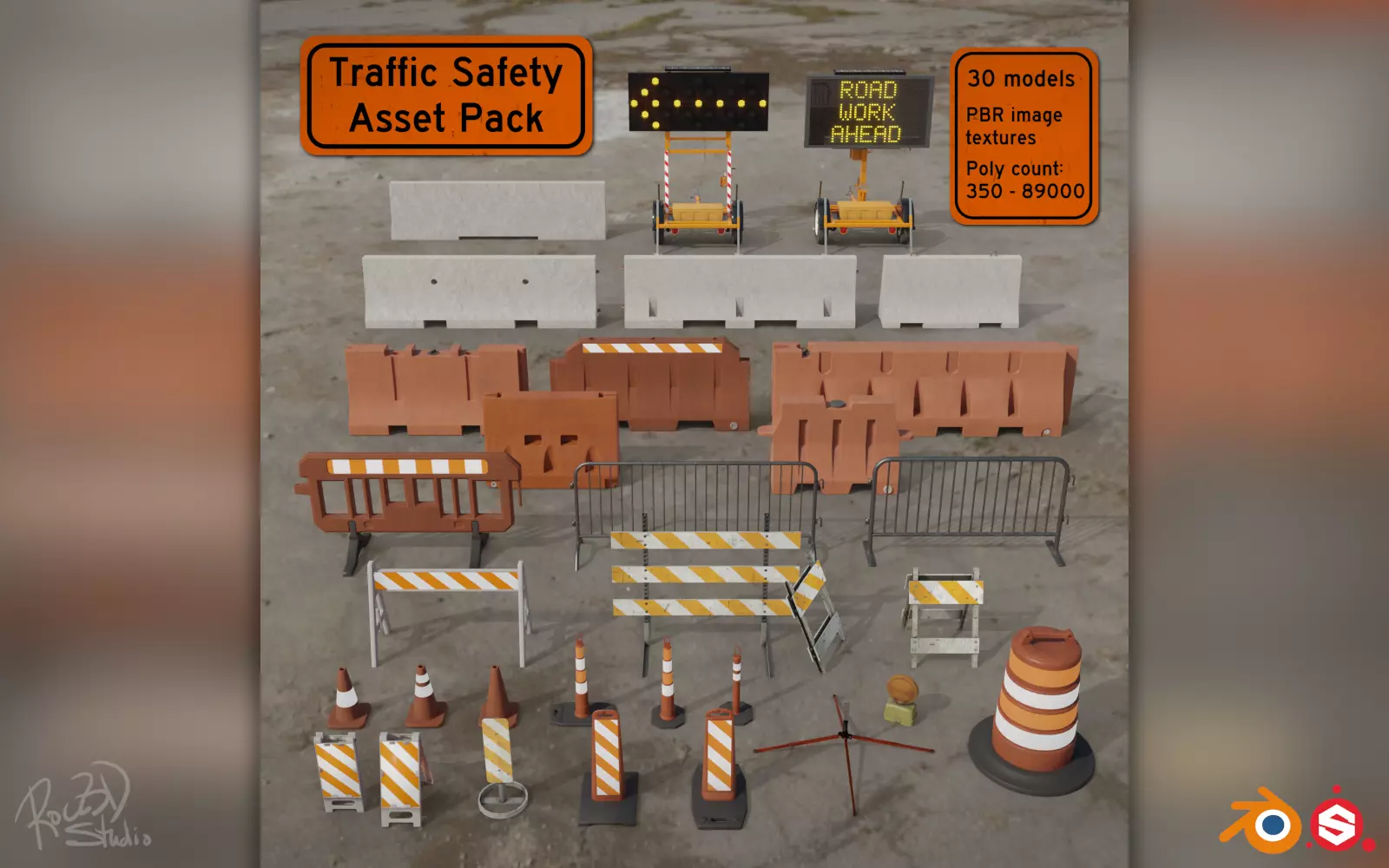 Traffic Safety Asset Pack 3D model_0
