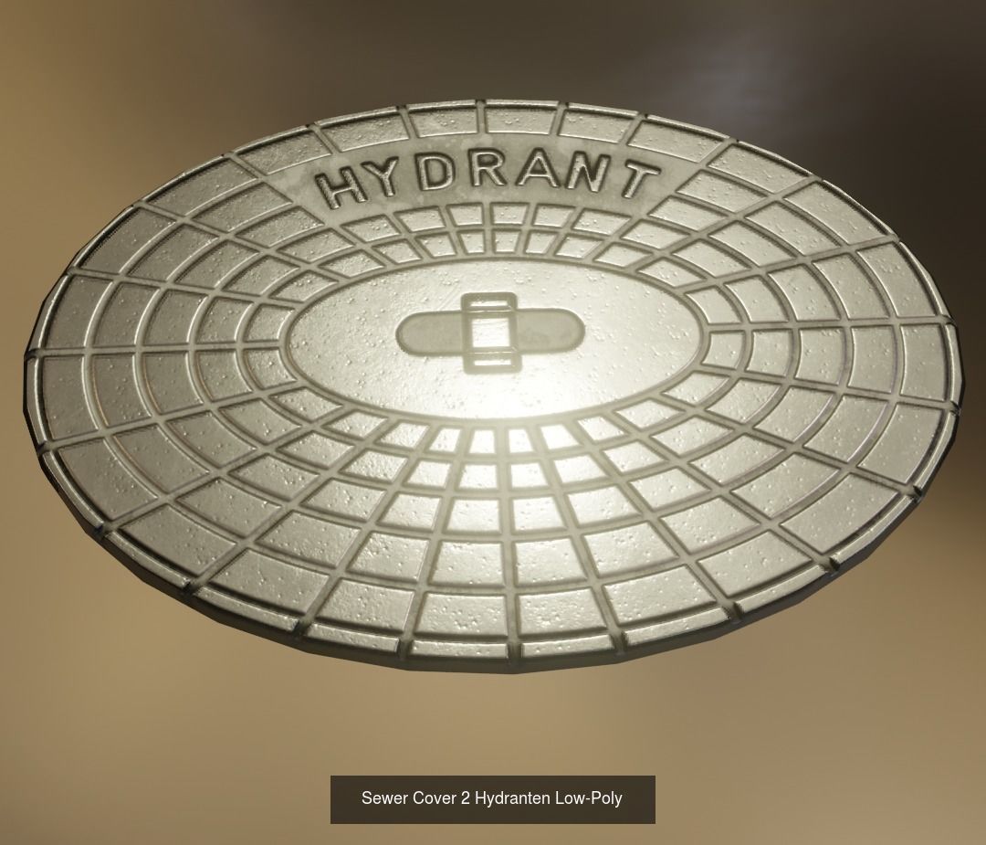 Sewer Cover 2 Low and High-Poly 3D Model Collection_3