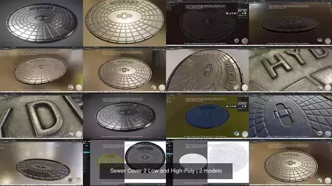 Sewer Cover 2 Low and High-Poly 3D Model Collection Sewer Cover 2 Low and High-Poly 3D Model Collection