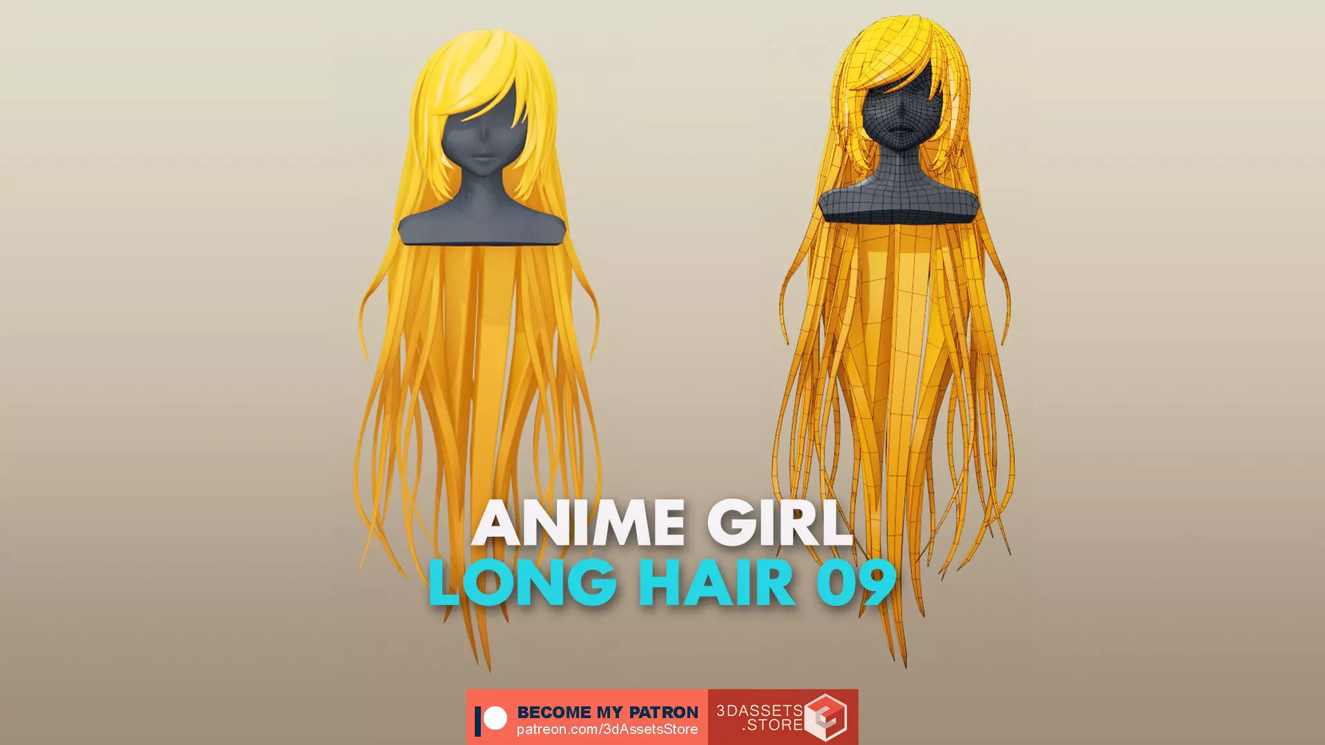 Character - Anime Girl Long Hair 09 Low-poly 3D model