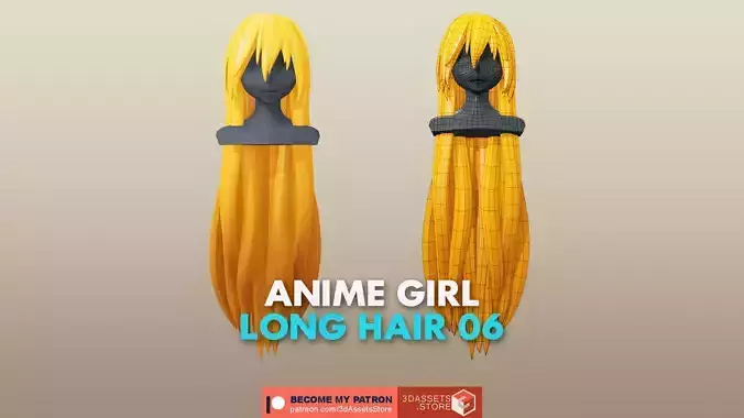 Character - Anime Girl Long Hair 06