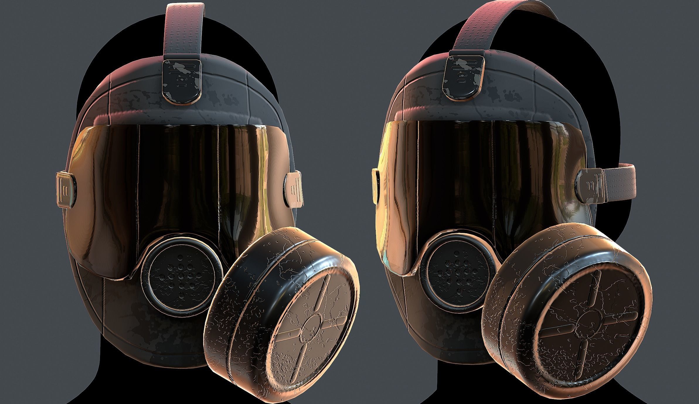 Gas mask helmet 3d model scifi Low-poly Low-poly 3D model_1