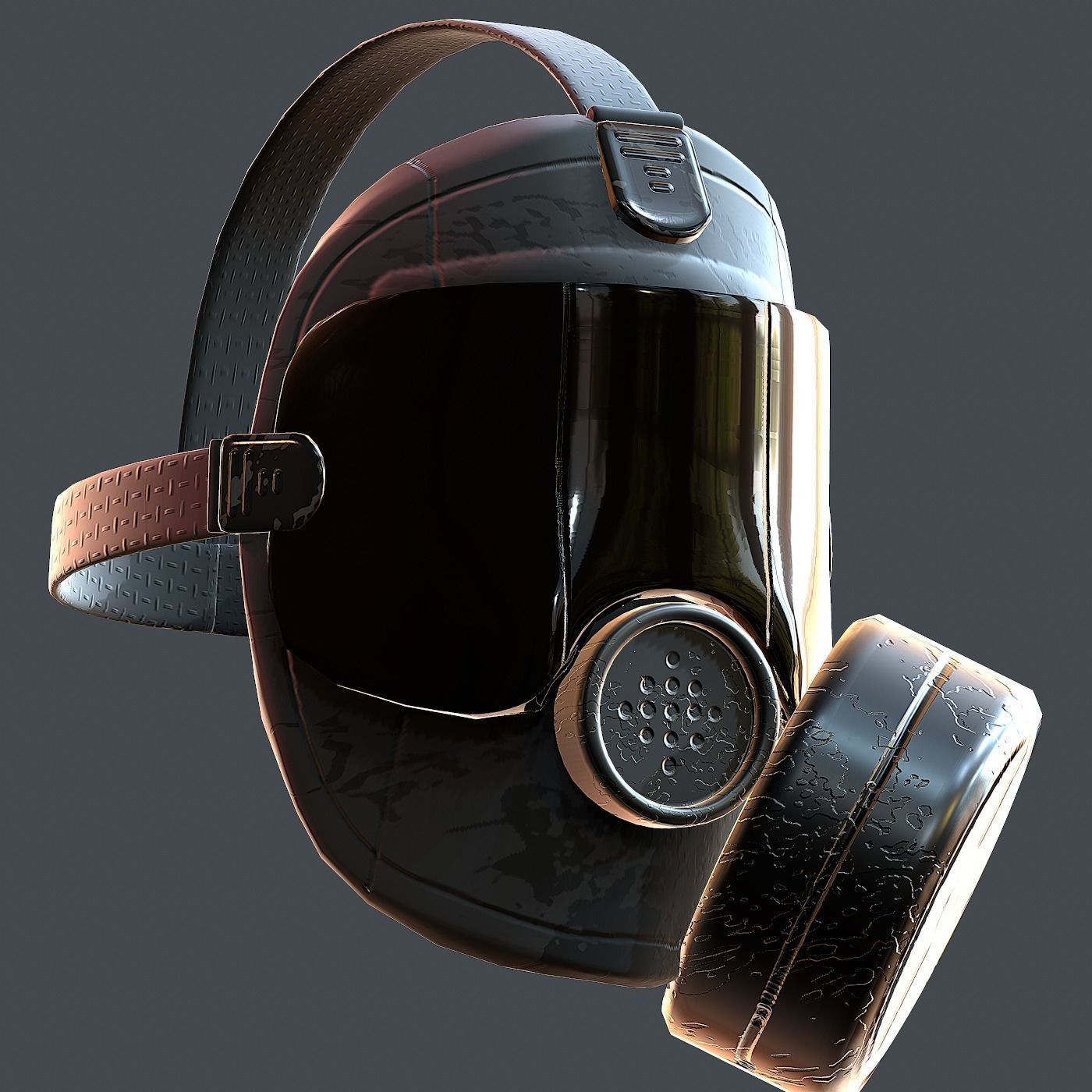 Gas mask helmet 3d model scifi Low-poly Low-poly 3D model_4