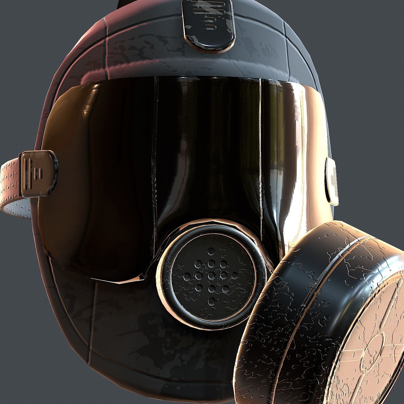 Gas mask helmet 3d model scifi Low-poly Low-poly 3D model_3