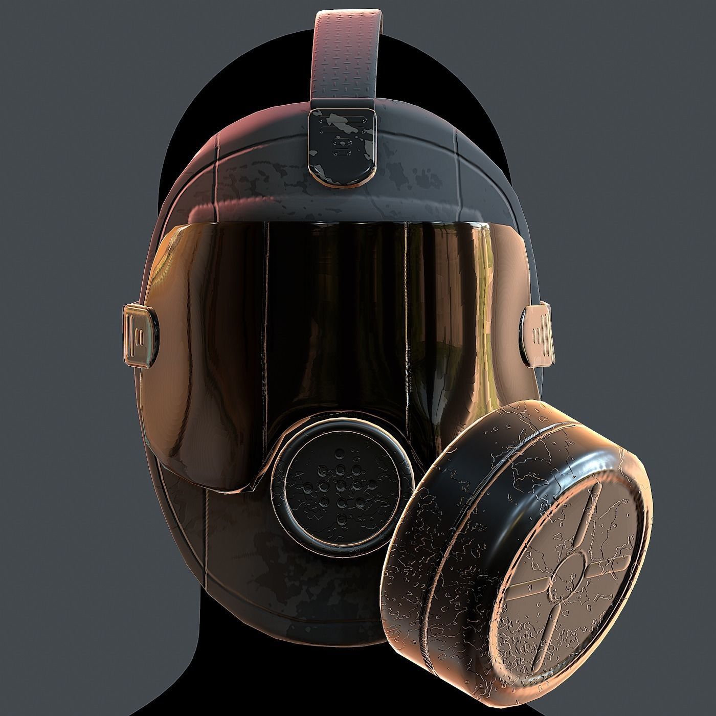 Gas mask helmet 3d model scifi Low-poly Low-poly 3D model_2