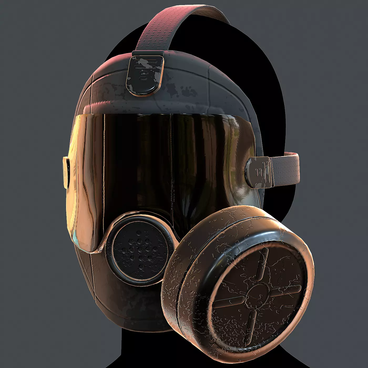 Gas mask helmet 3d model scifi Low-poly Low-poly 3D model_0