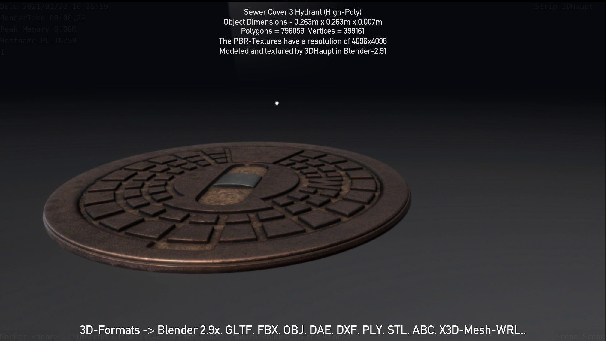 Sewer Cover 3 Hydrant High-Poly 3D model_66