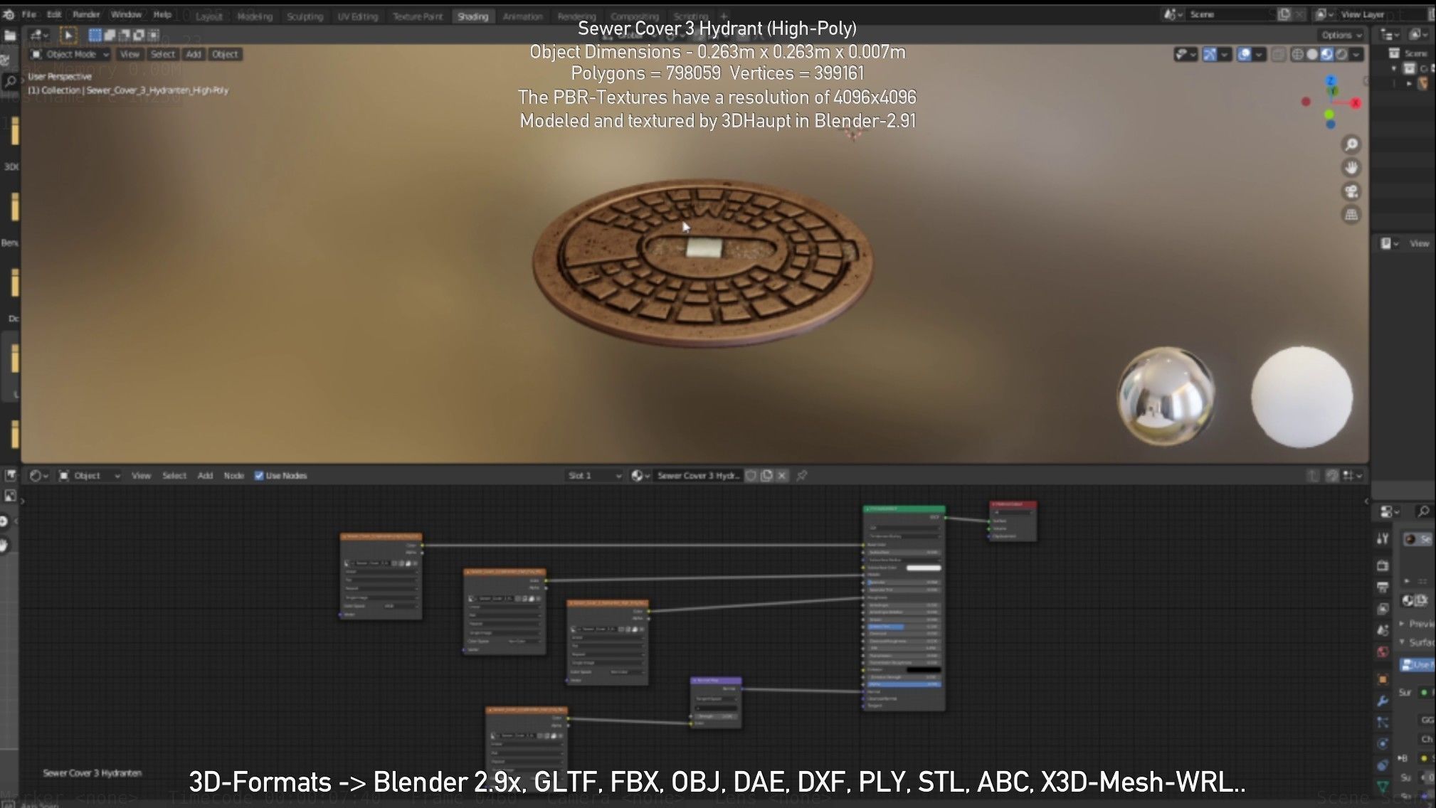 Sewer Cover 3 Hydrant High-Poly 3D model_43