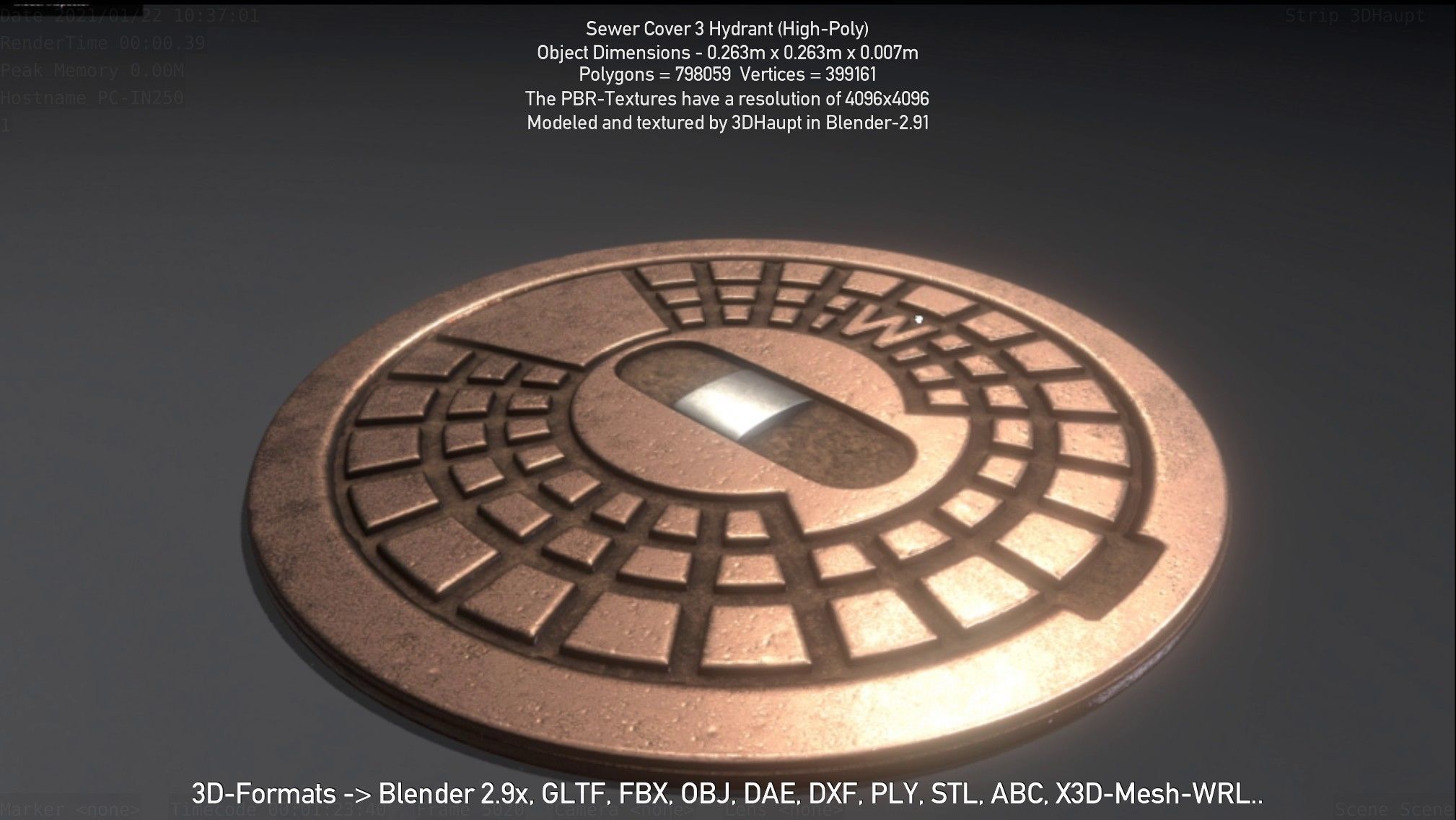 Sewer Cover 3 Hydrant High-Poly 3D model_122