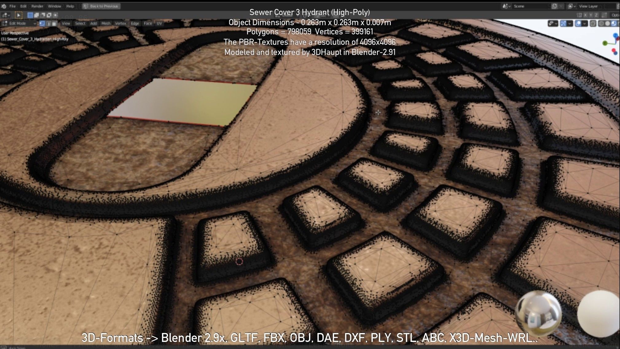 Sewer Cover 3 Hydrant High-Poly 3D model_67