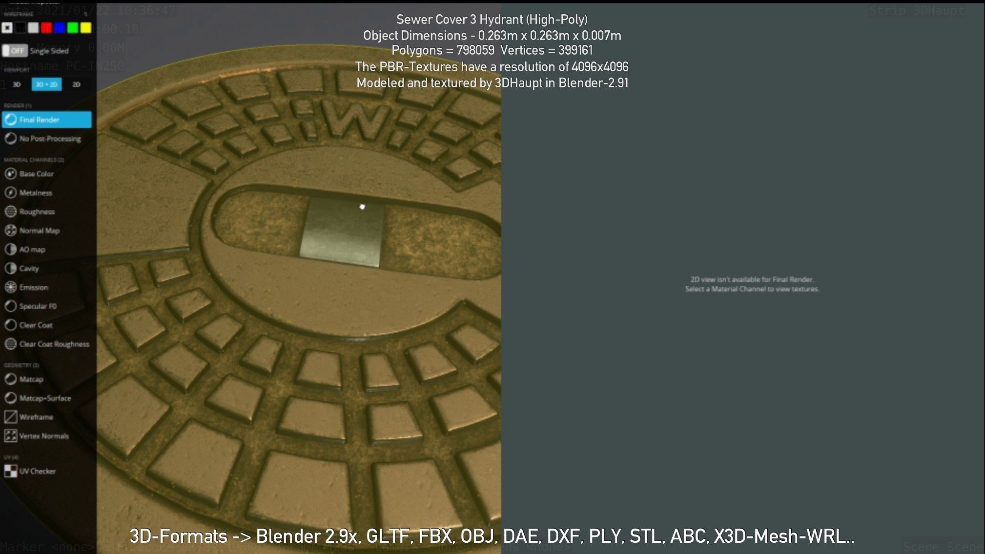 Sewer Cover 3 Hydrant High-Poly 3D model_117