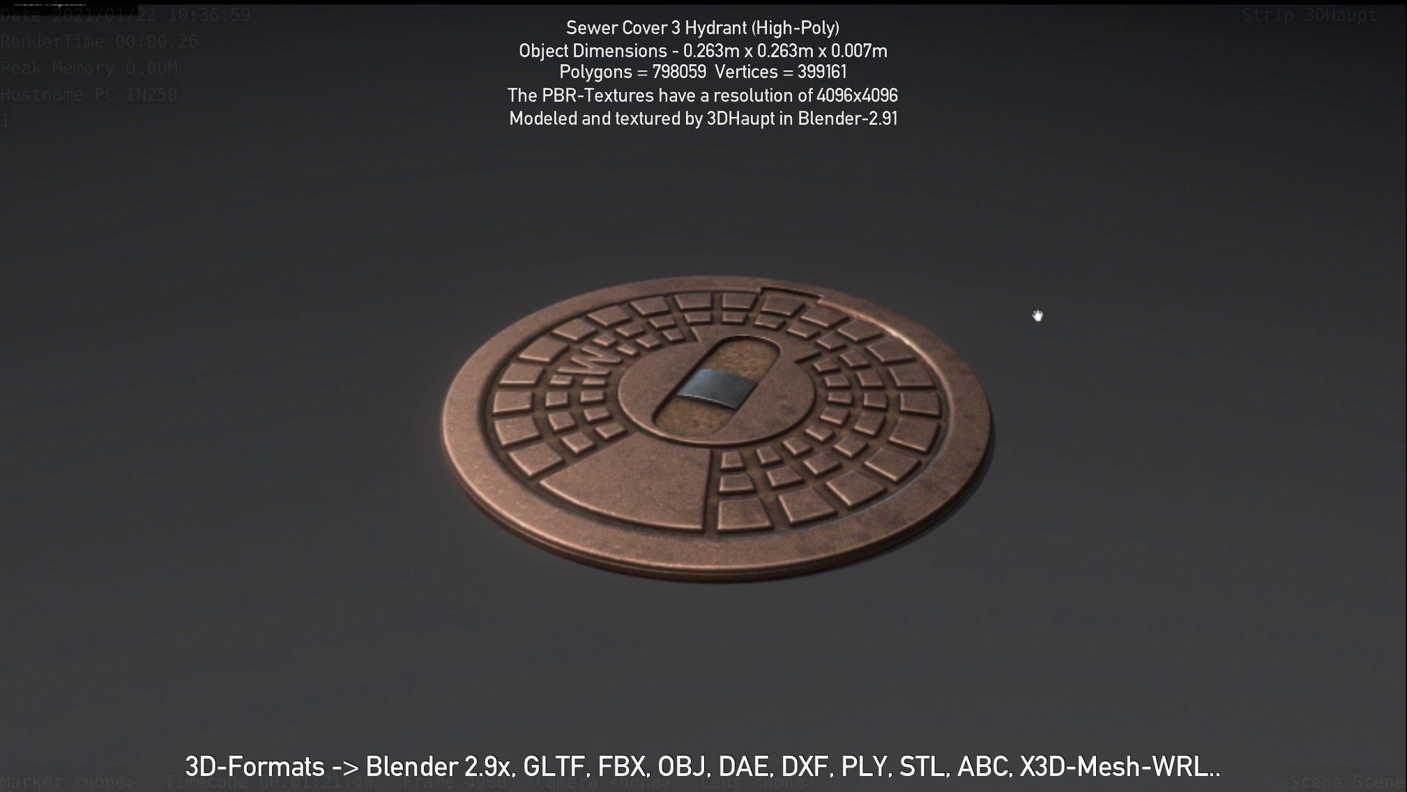 Sewer Cover 3 Hydrant High-Poly 3D model_49