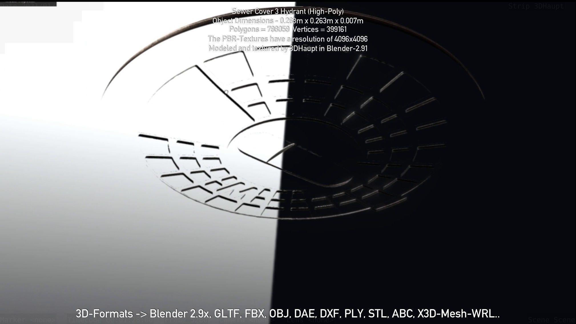 Sewer Cover 3 Hydrant High-Poly 3D model_52