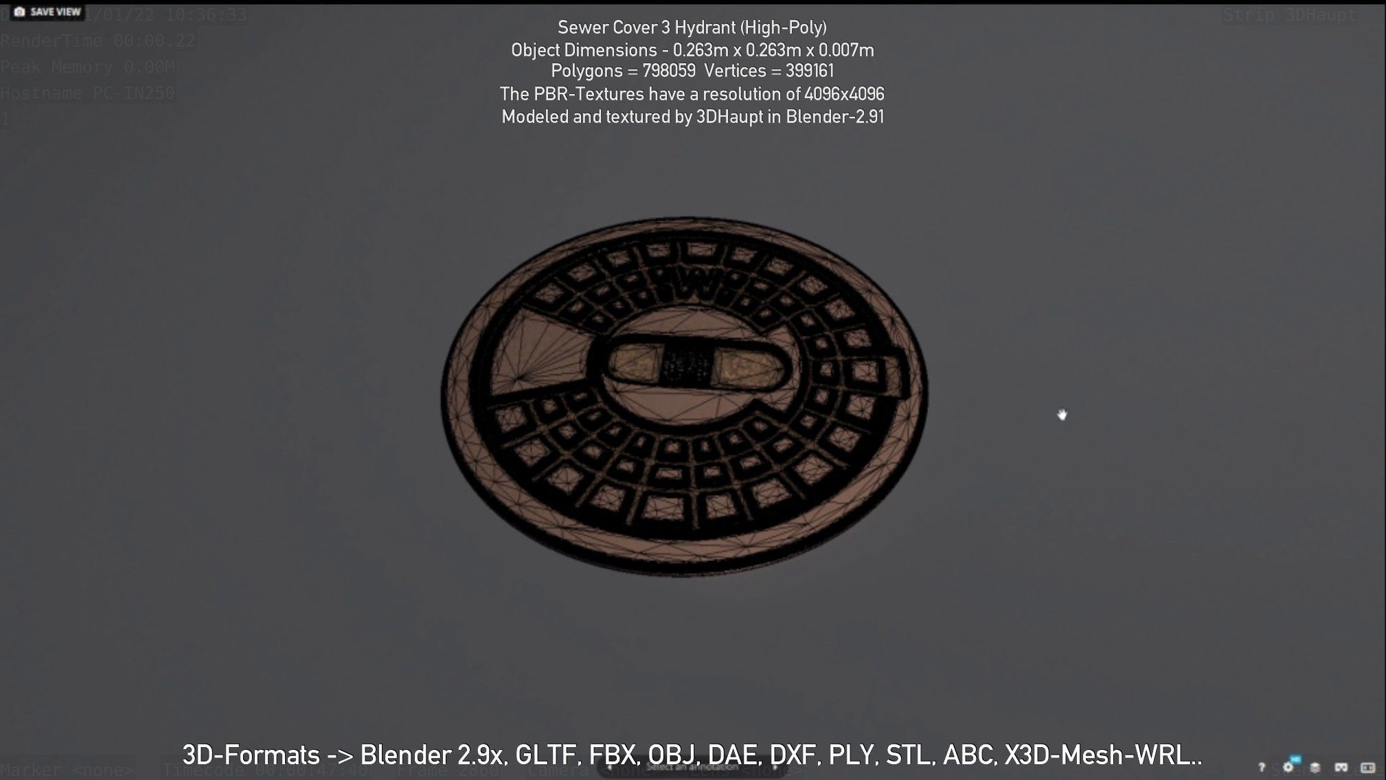 Sewer Cover 3 Hydrant High-Poly 3D model_109