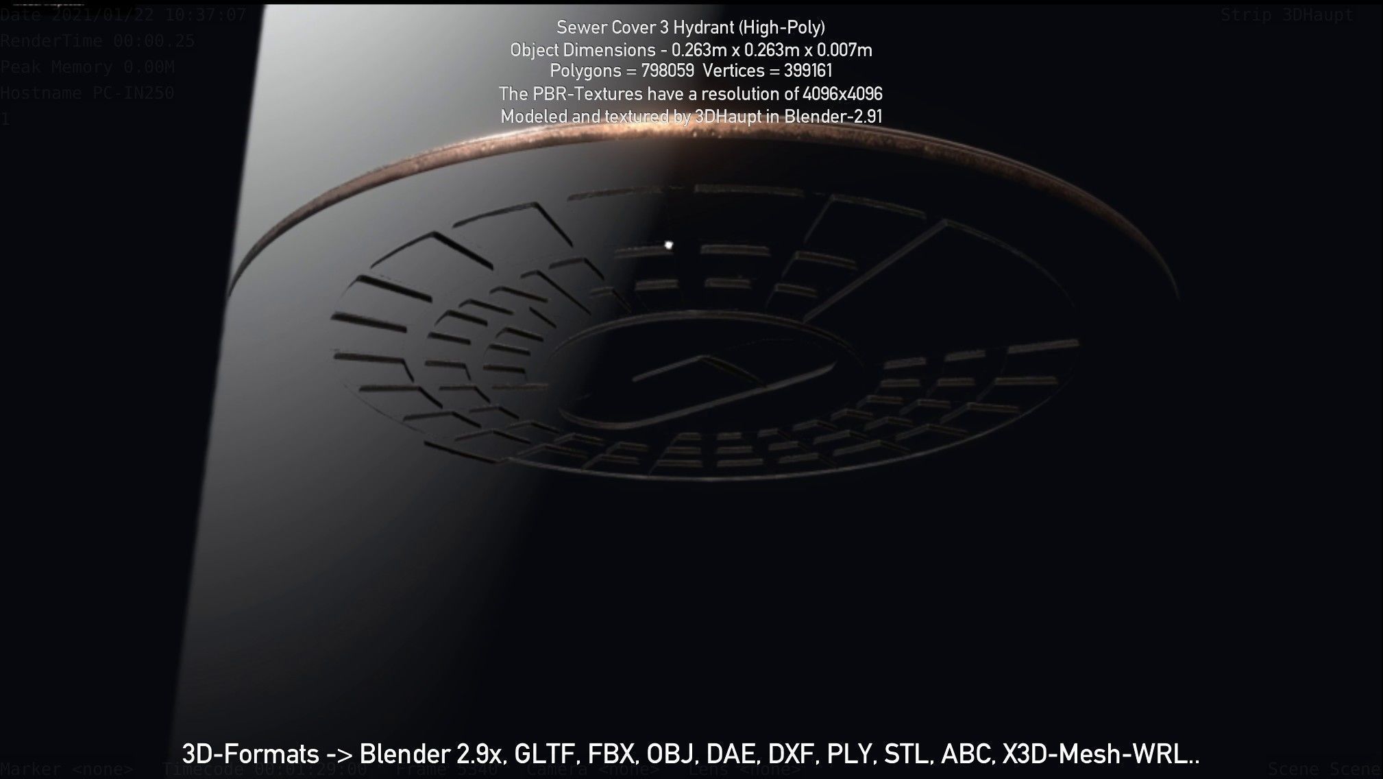 Sewer Cover 3 Hydrant High-Poly 3D model_91