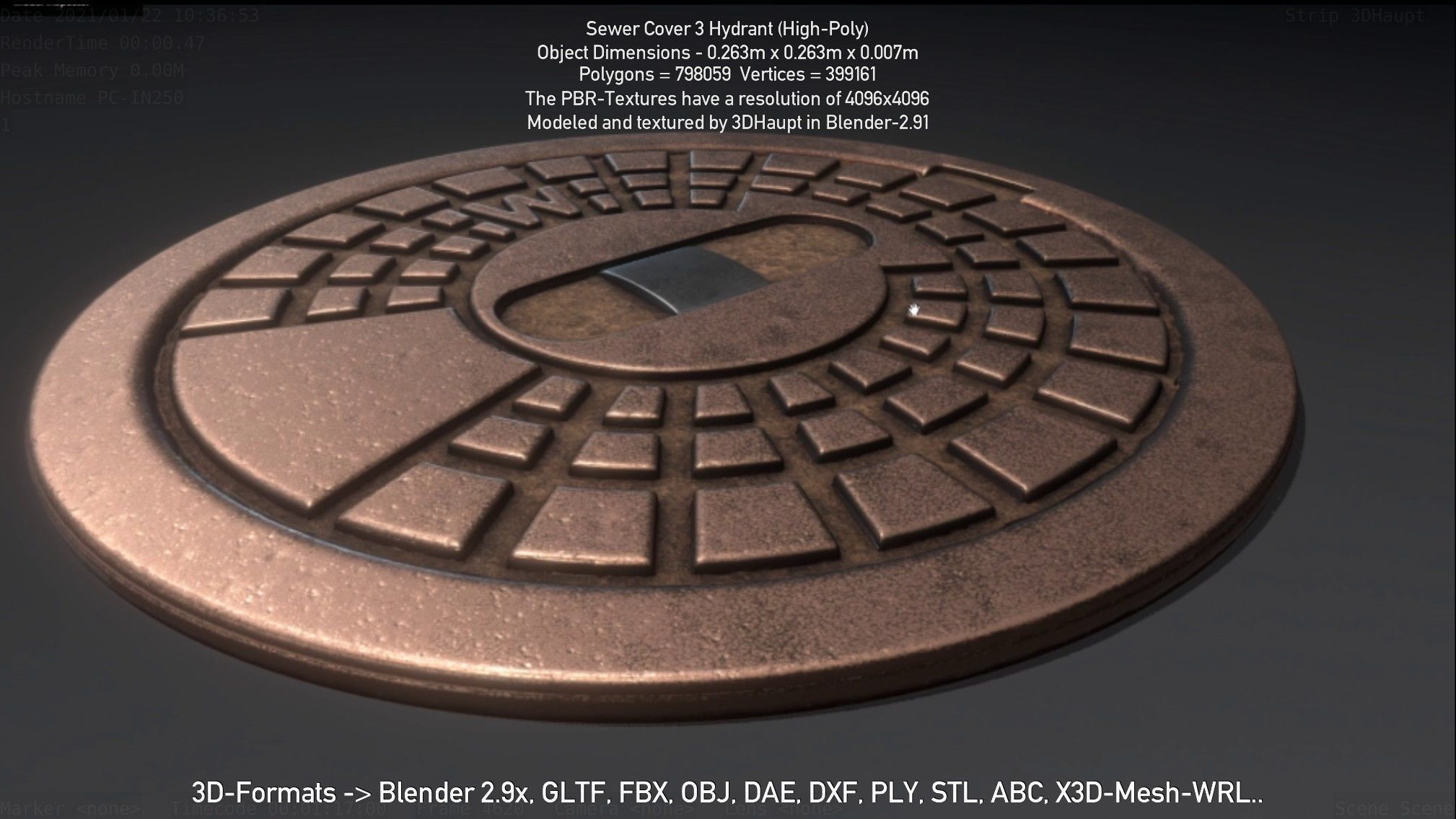 Sewer Cover 3 Hydrant High-Poly 3D model_47