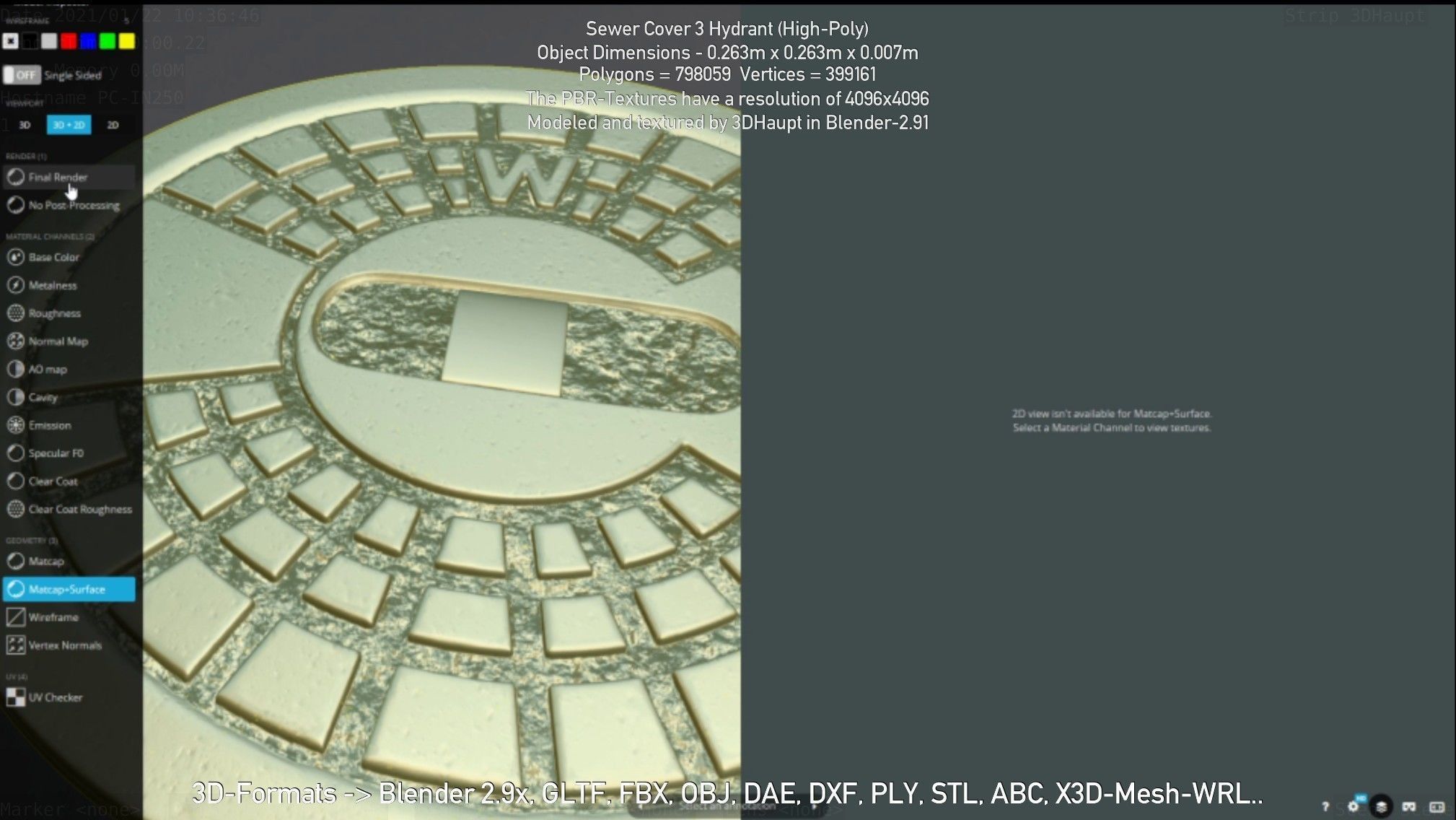 Sewer Cover 3 Hydrant High-Poly 3D model_80