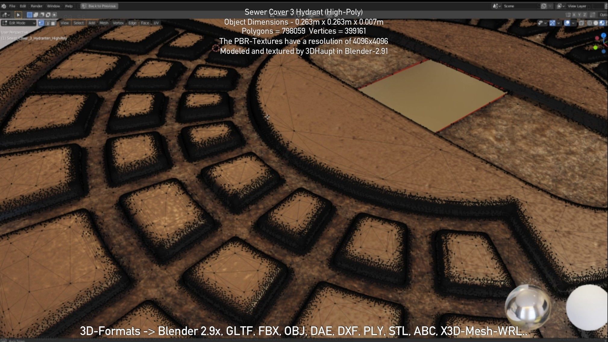 Sewer Cover 3 Hydrant High-Poly 3D model_118