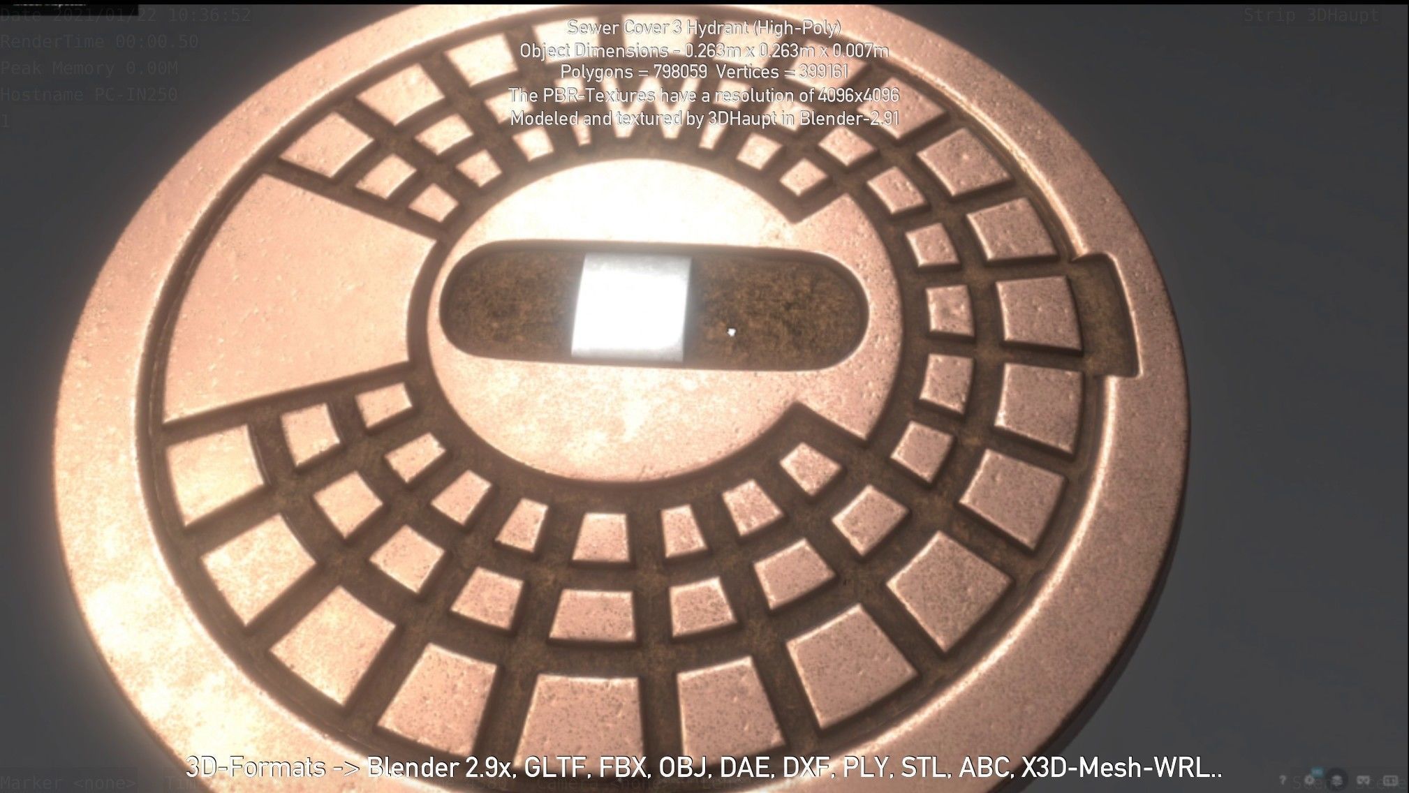 Sewer Cover 3 Hydrant High-Poly 3D model_119