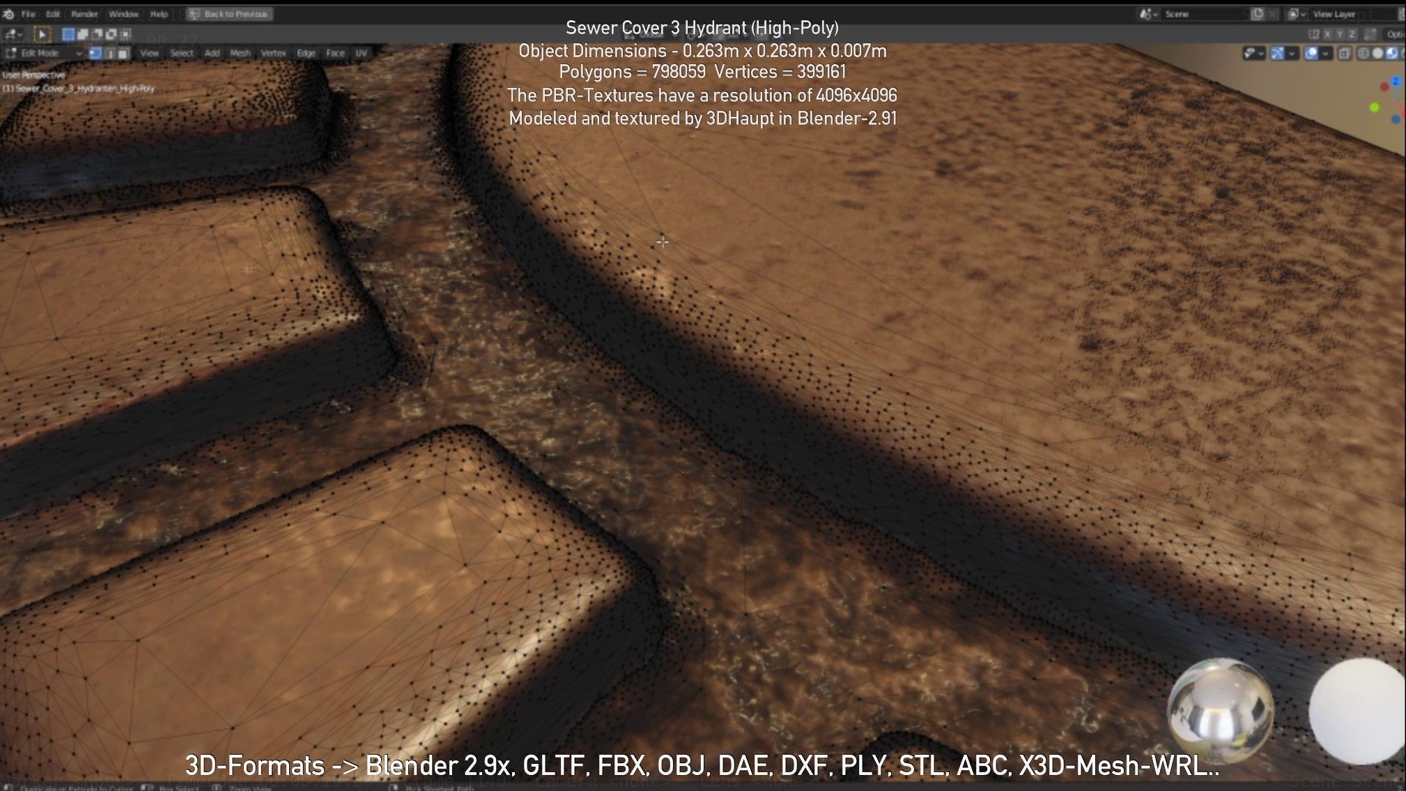 Sewer Cover 3 Hydrant High-Poly 3D model_10