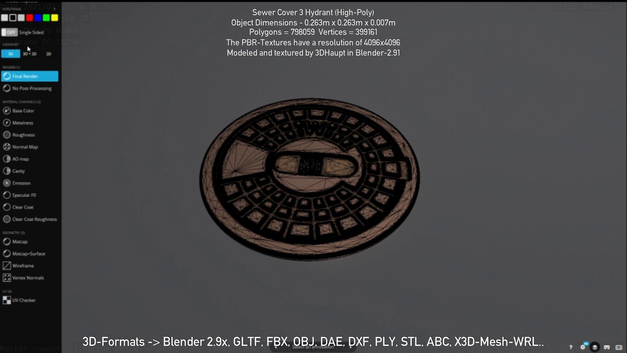 Sewer Cover 3 Hydrant High-Poly 3D model_34
