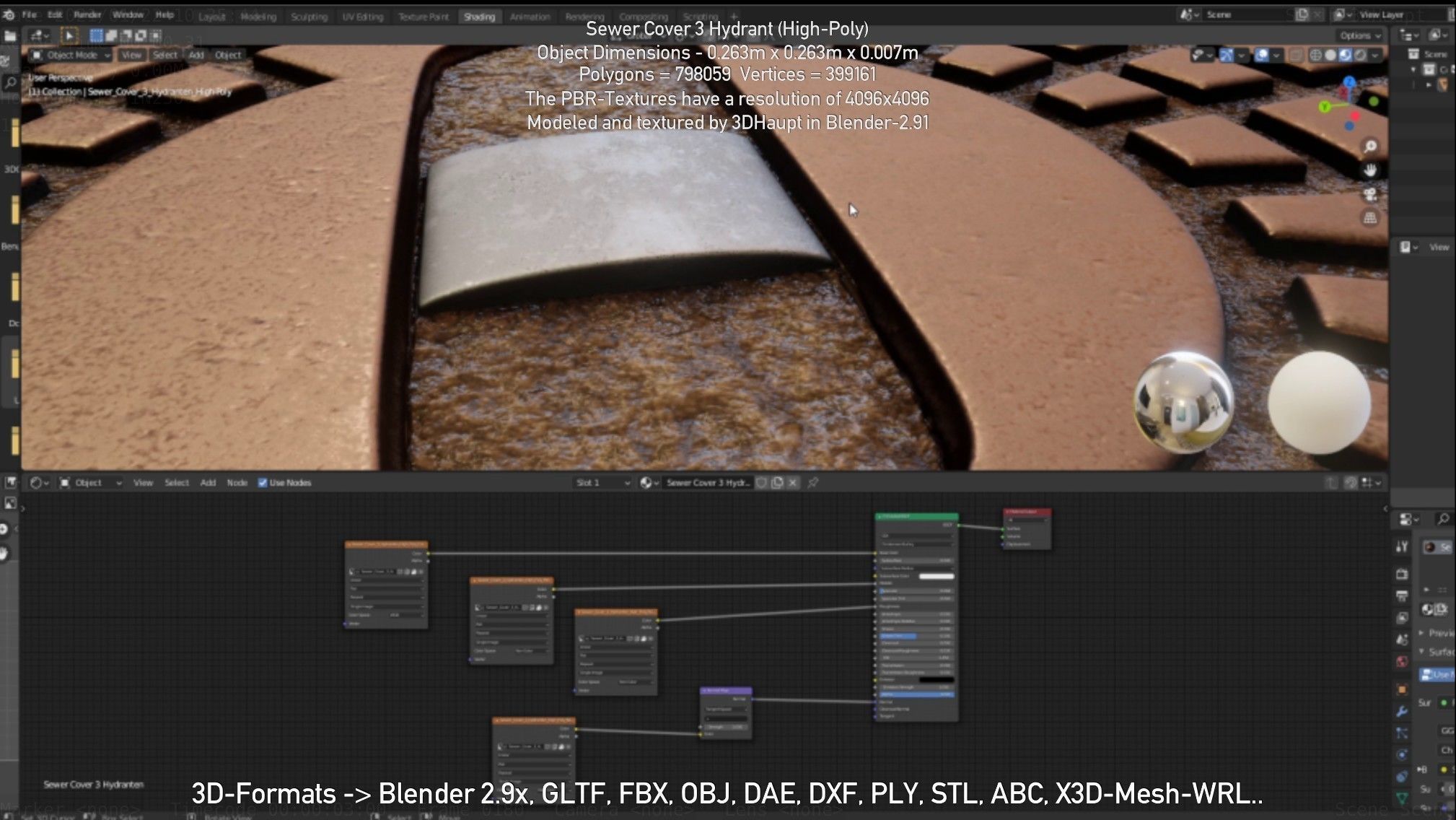 Sewer Cover 3 Hydrant High-Poly 3D model_96